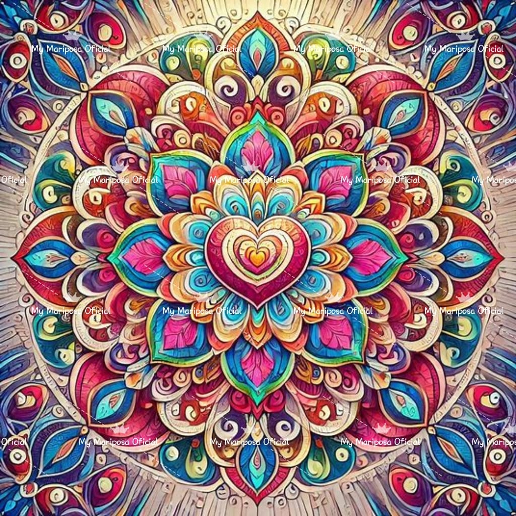 Tela Coleção Mandala Colorido - 40x40cm (2496)