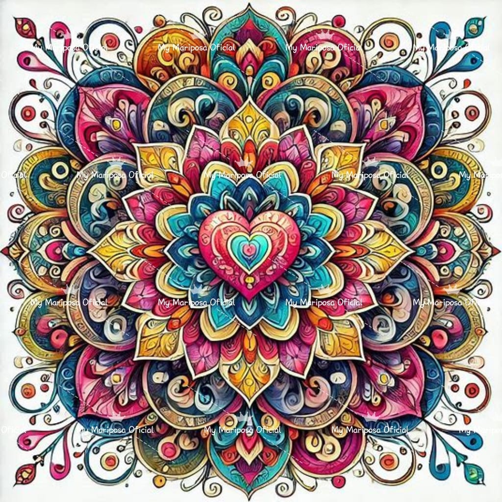 Tela Coleção Mandala Colorido - 40x40cm (2496)