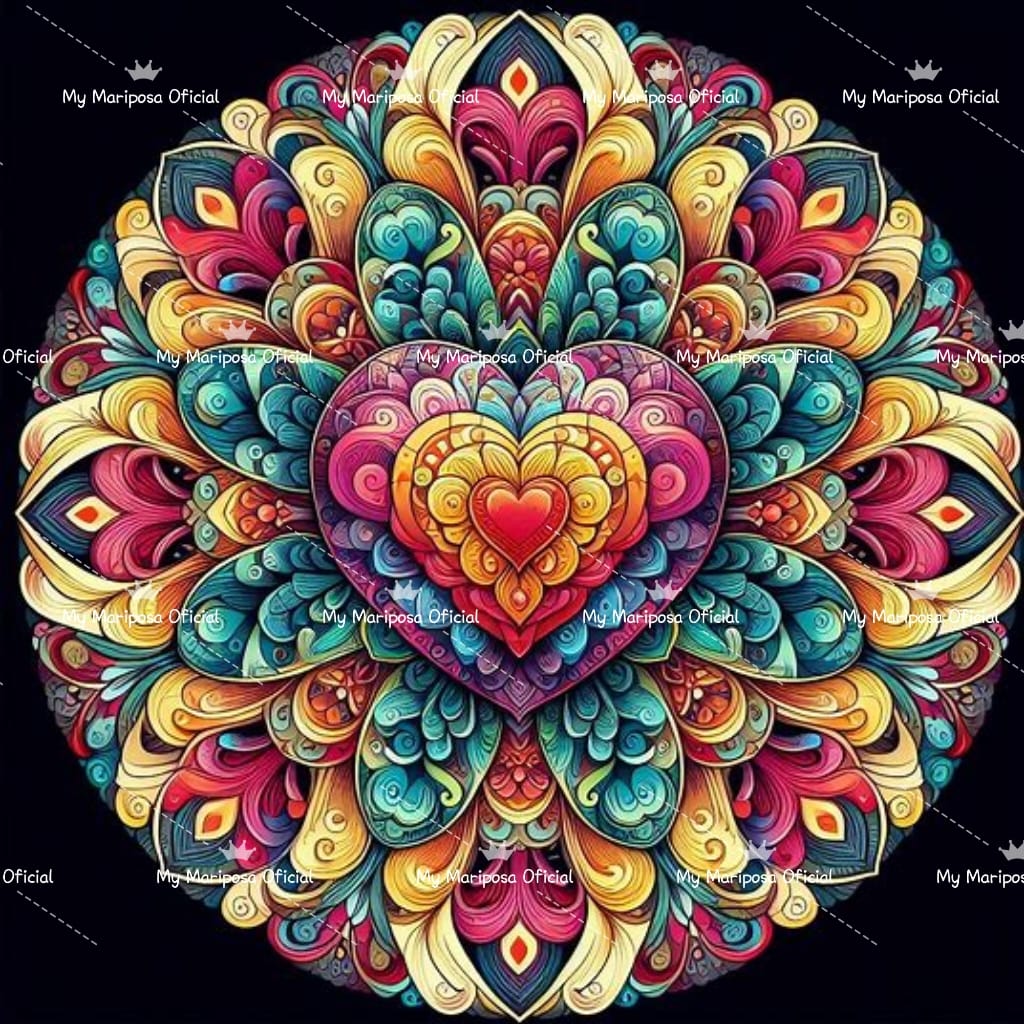 Tela Coleção Mandala Colorido - 40x40cm (2496)