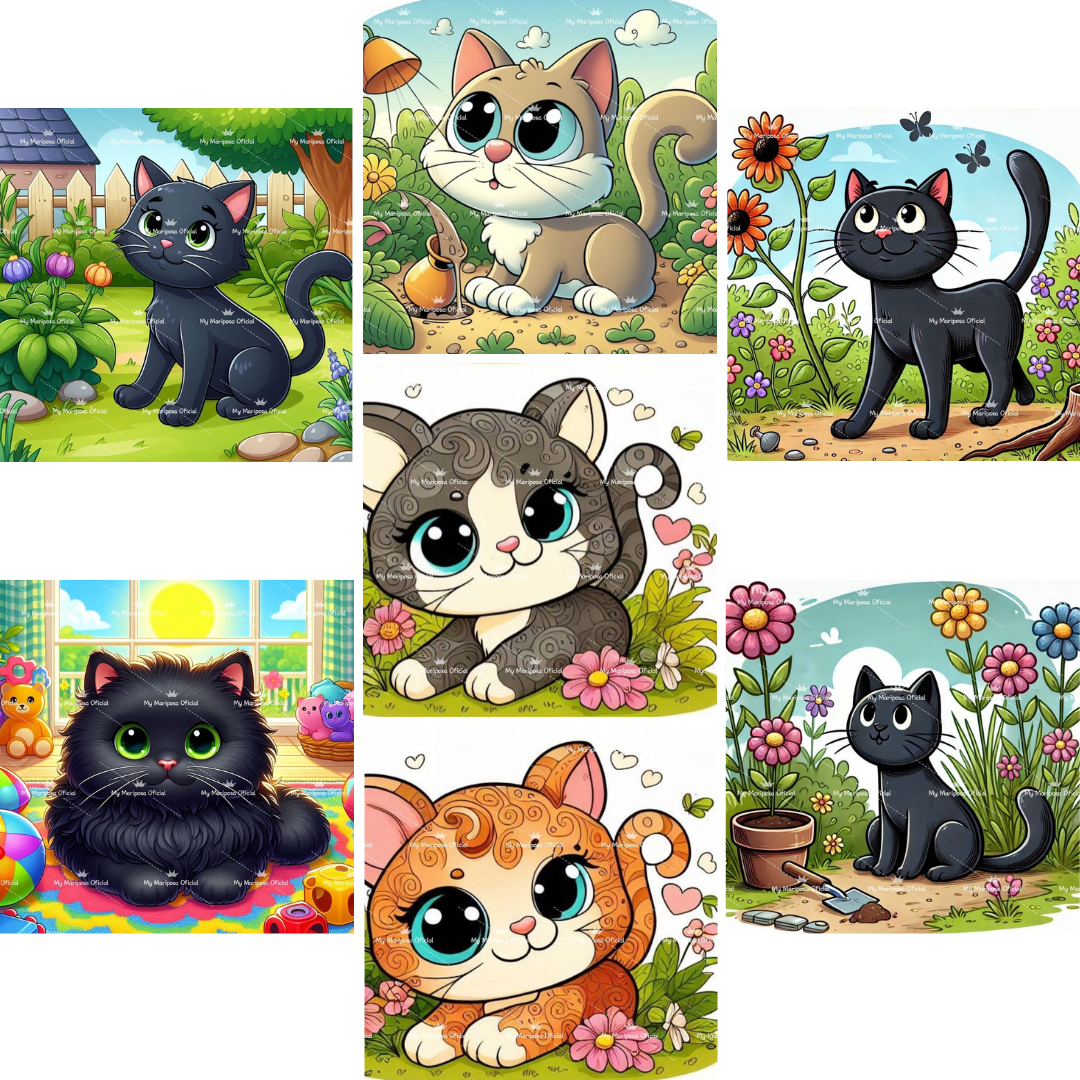 Tela Coleção Gatinhos Cartoon - 40x40cm (2510)