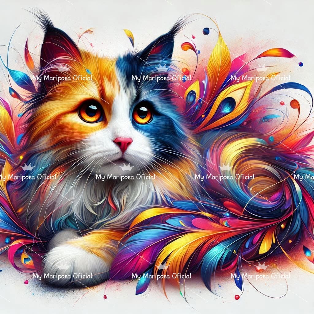 Tela Coleção Gatos Coloridos - 50x50cm (2516)