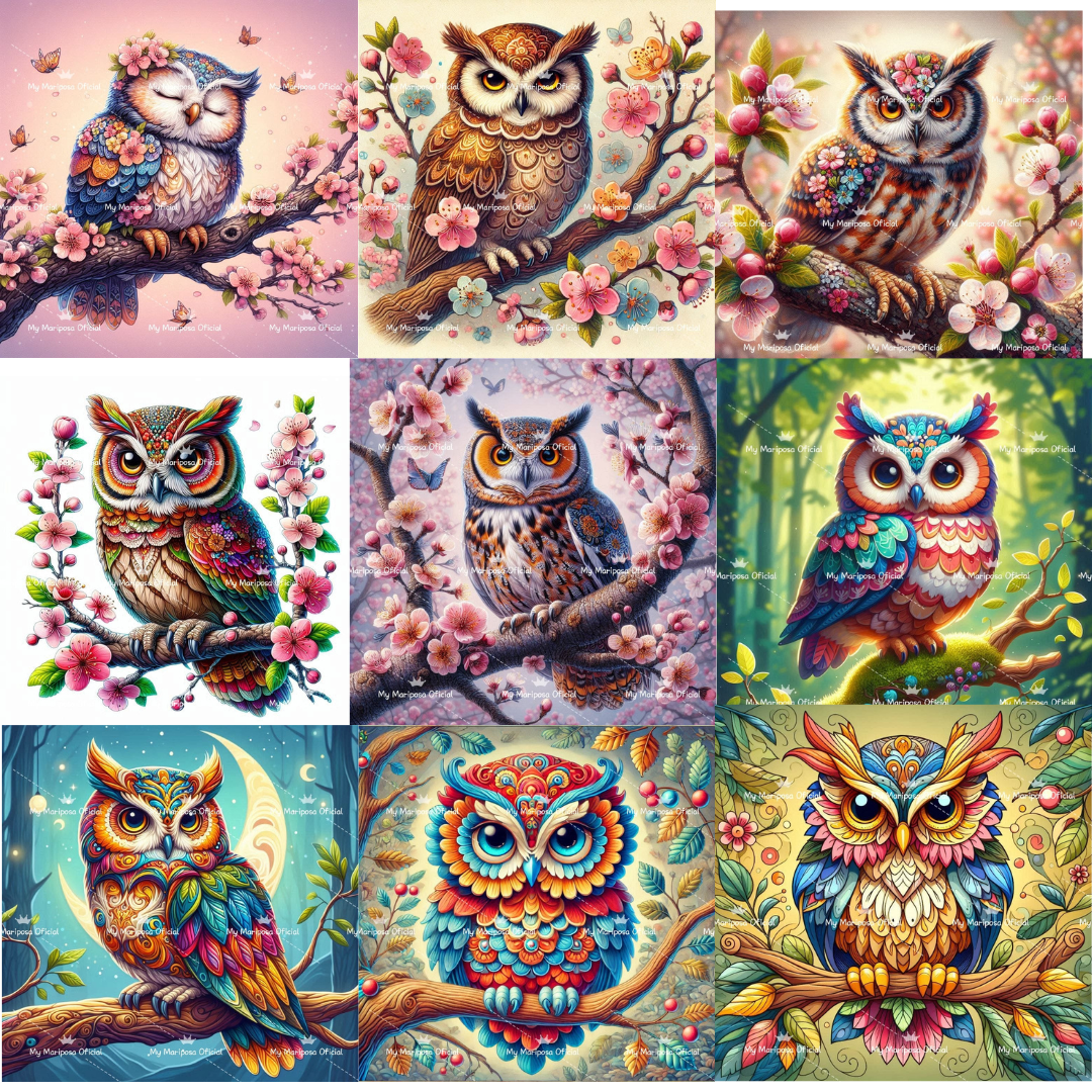 Tela Coleção Corujas Abstratas - 50x50cm (2525)