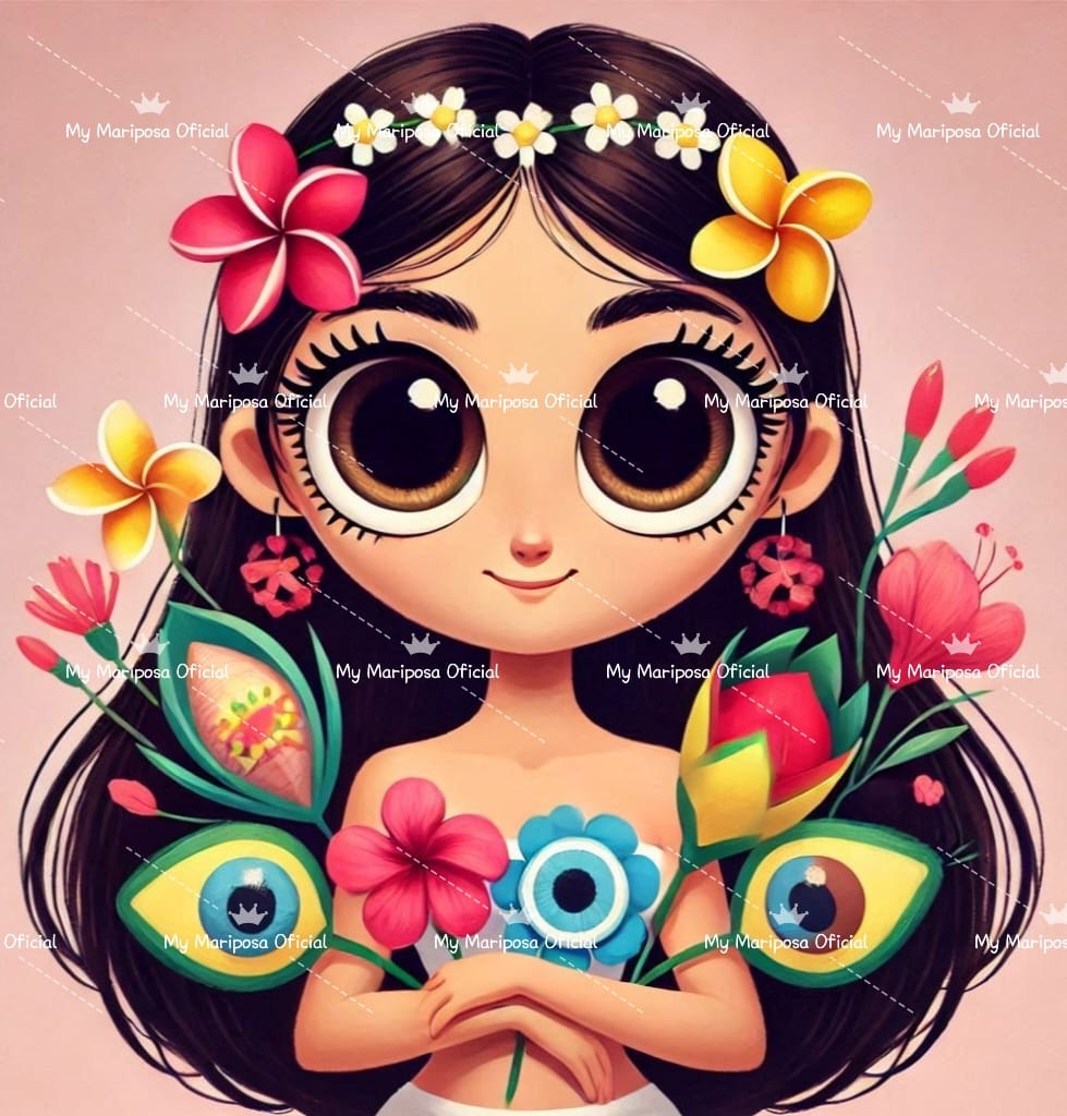Tela Coleção Menina Olhos Grandes Cartoon - 40x40cm (2533)