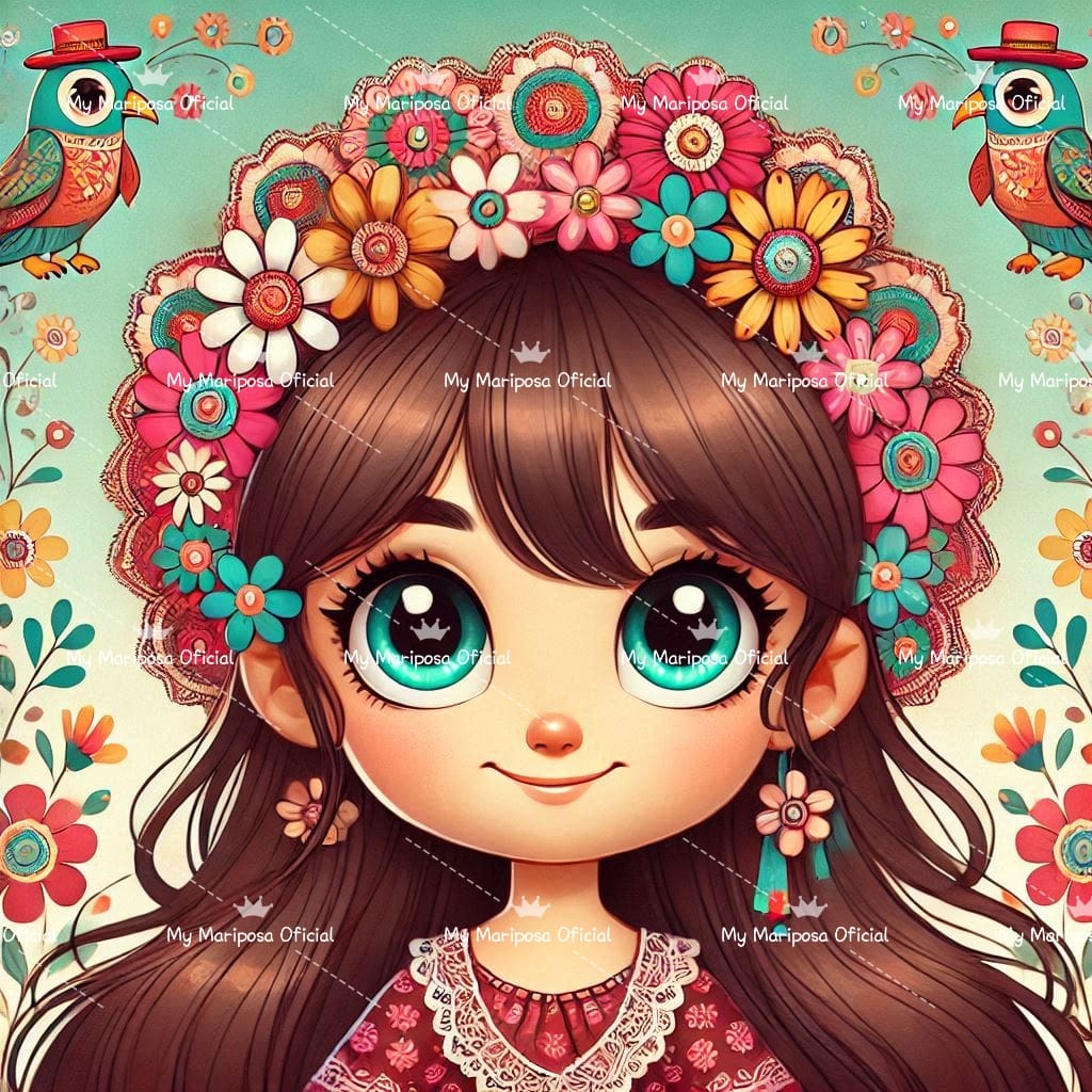 Tela Coleção Menina Olhos Grandes Cartoon - 40x40cm (2533)