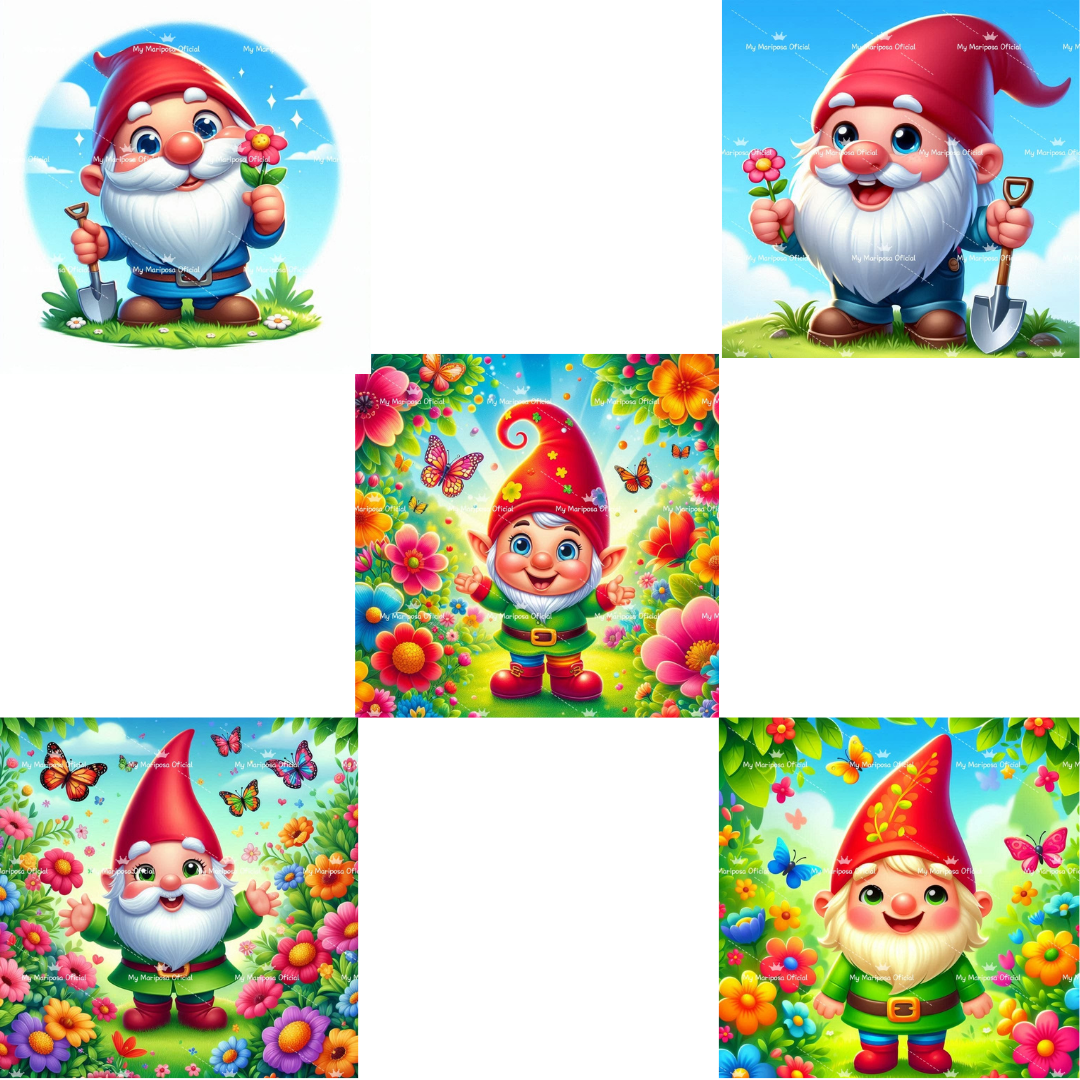 Tela Coleção Gnomo Jardineiro - 40x40cm (2581)