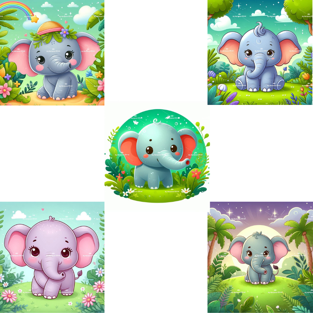 Tela Coleção Elefante Bebe - 40x40cm (2585)