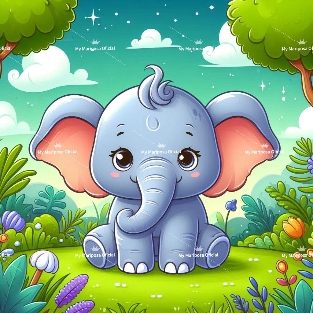 Tela Coleção Elefante Bebe - 40x40cm (2585)