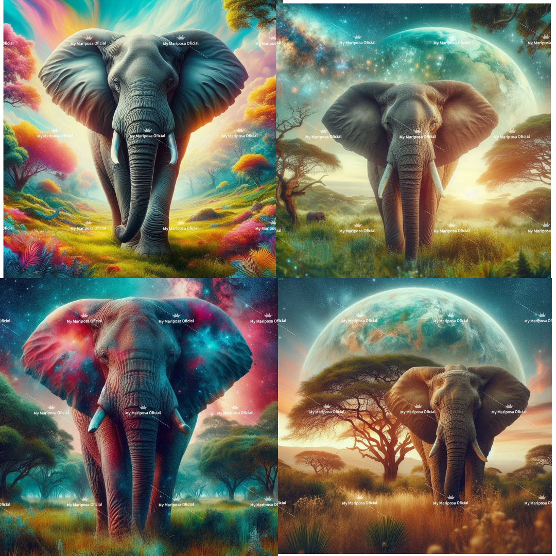 Tela Coleção Elefante Aurora Boreal - 50x50cm (2589)