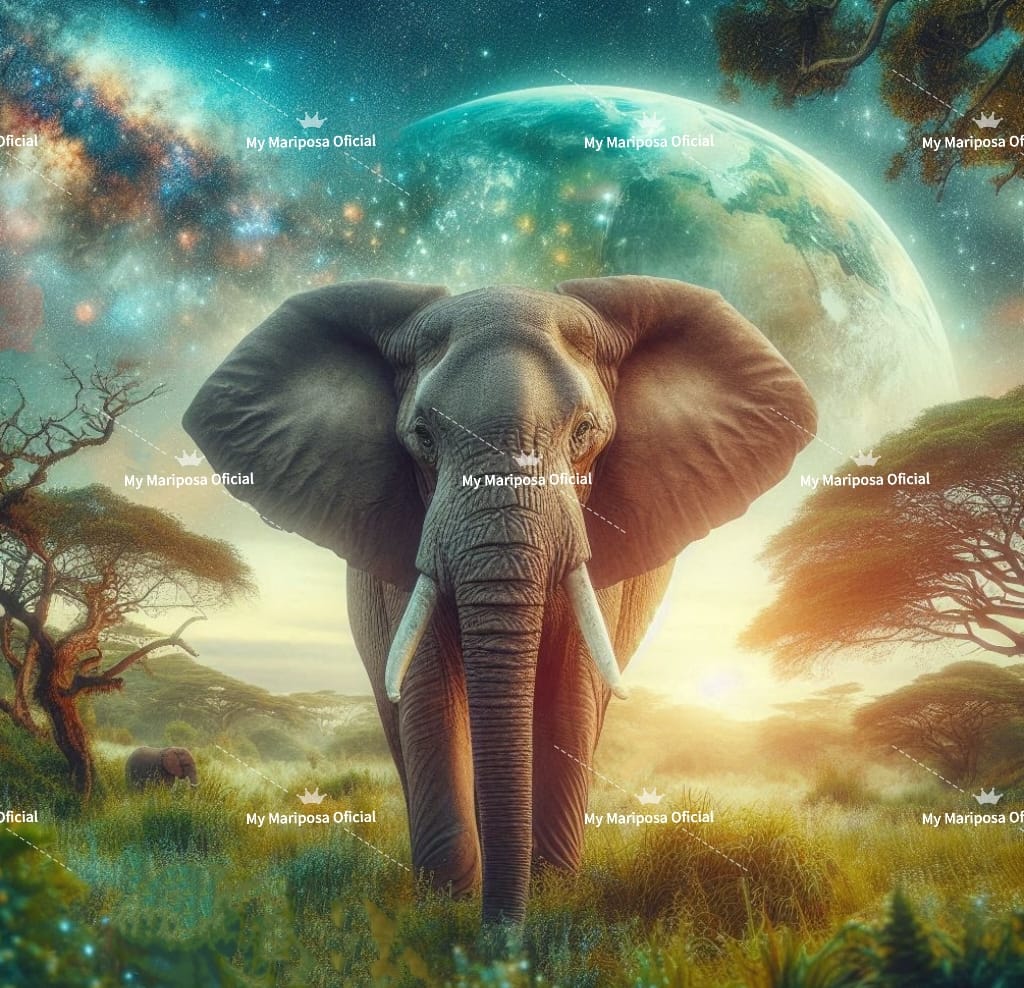 Tela Coleção Elefante Aurora Boreal - 50x50cm (2589)