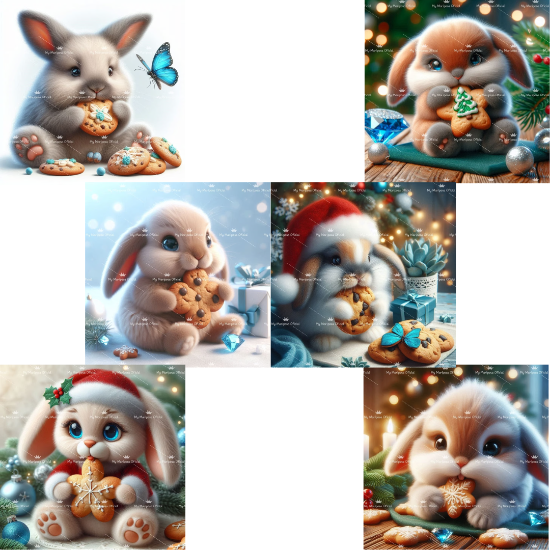 Tela Coleção Coelhinho do Natal - 40x40cm - 2433