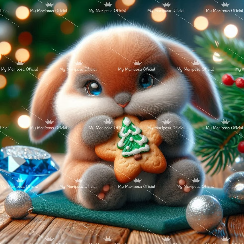 Tela Coleção Coelhinho do Natal -  40x40cm - 2433