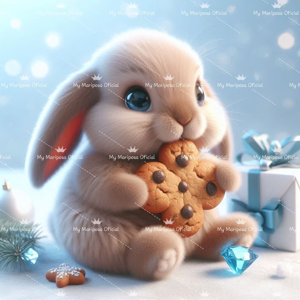 Tela Coleção Coelhinho do Natal -  40x40cm - 2433