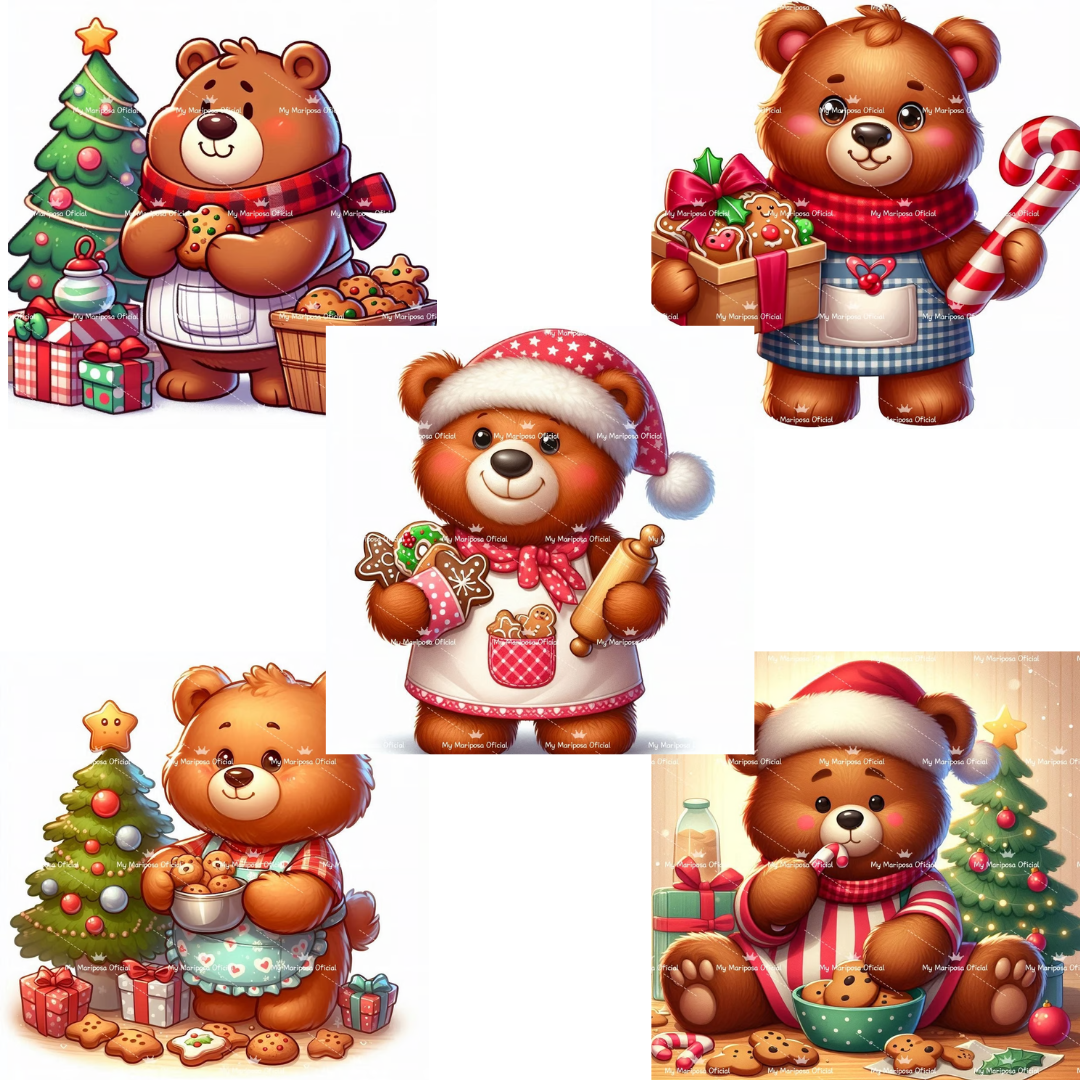 Tela Ursinho Cozinheiro de Natal - 30x30cm - 2424