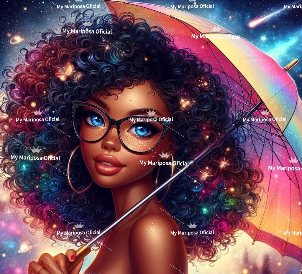 Tela Coleção Menina Guarda-chuva Colorido  - 50x50cm (2594)