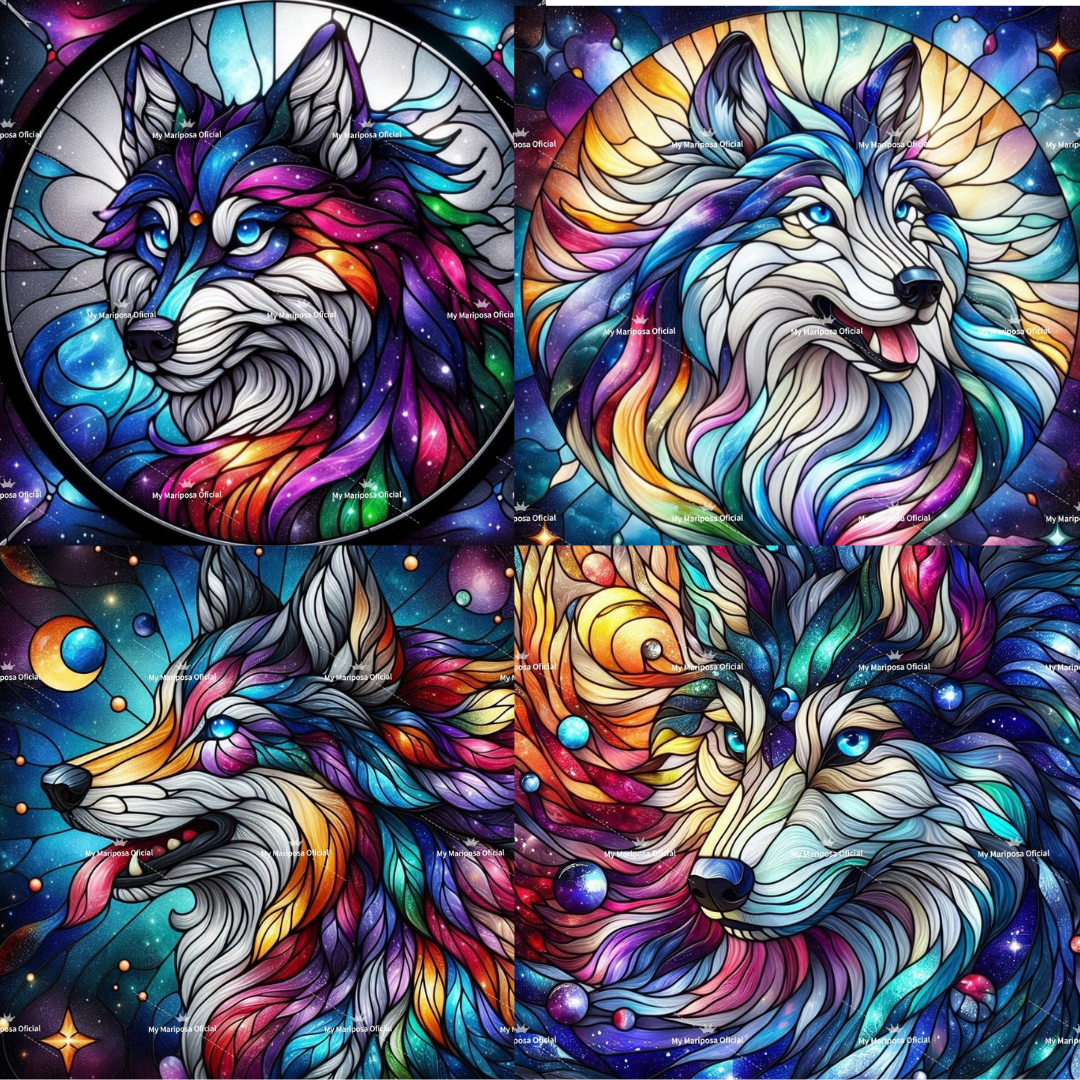 Tela Coleção Lobo Vitral - 50x50cm (2596)