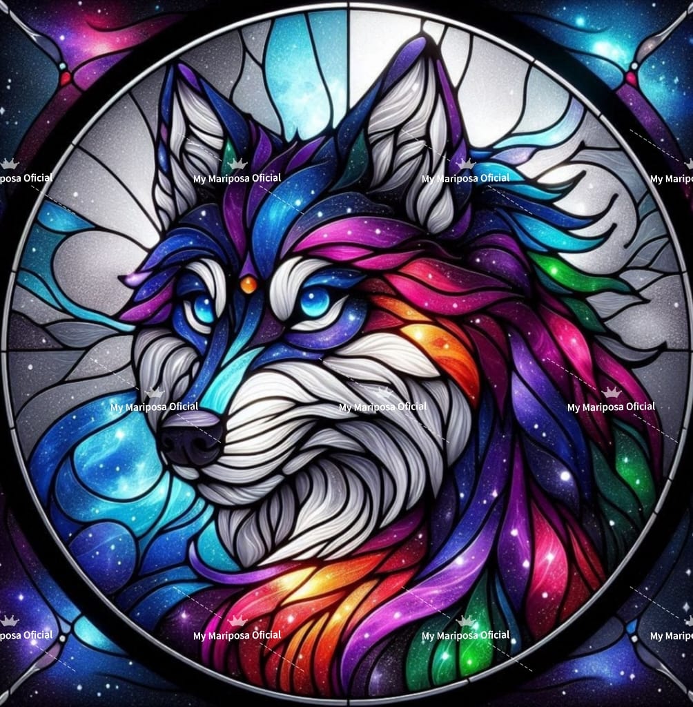 Tela Coleção Lobo Vitral - 50x50cm (2596)