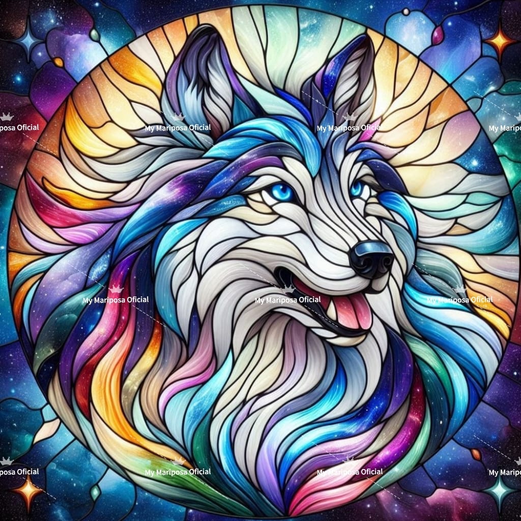 Tela Coleção Lobo Vitral - 50x50cm (2596)