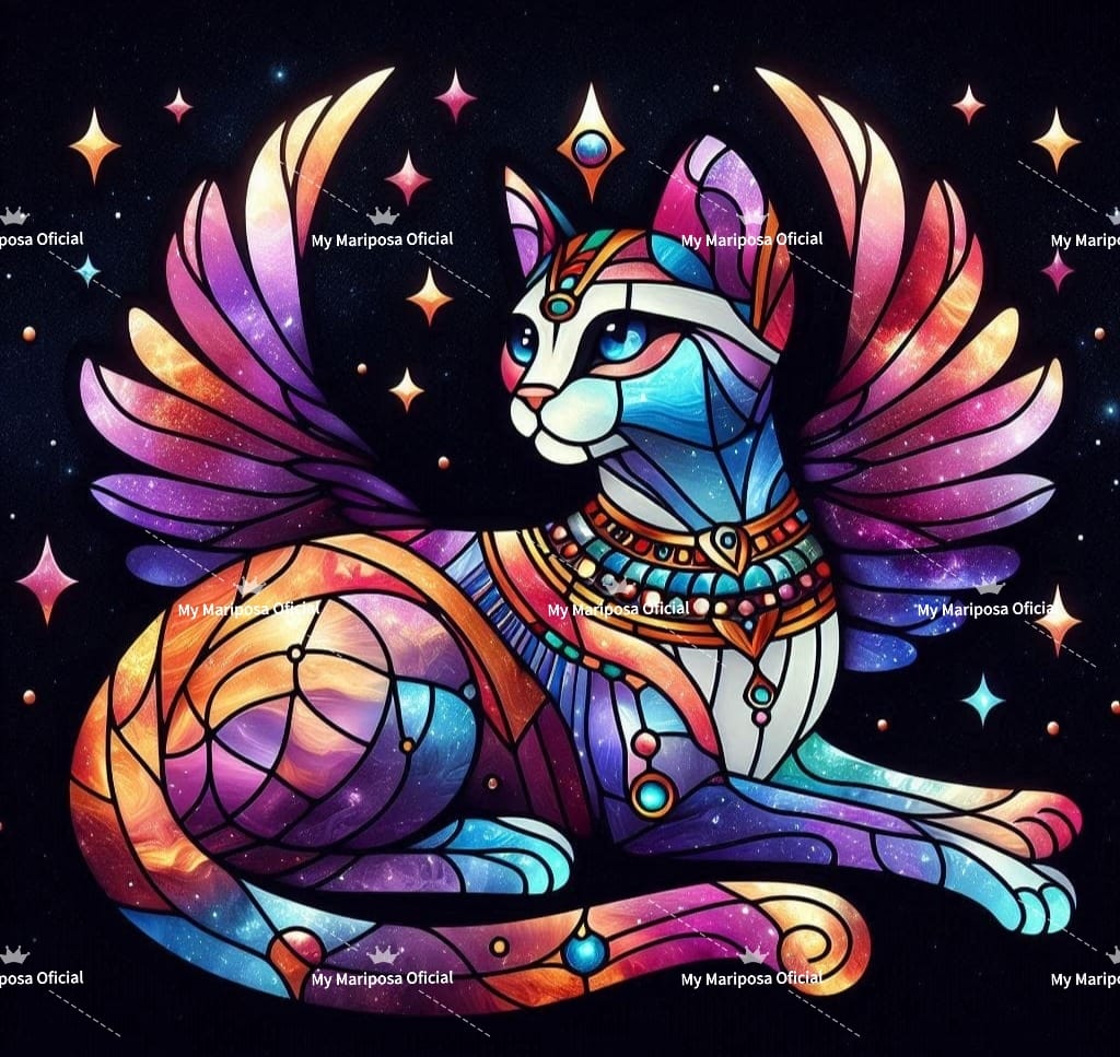 Tela Coleção Gato Egito Vitral - 50x50cm (2597)