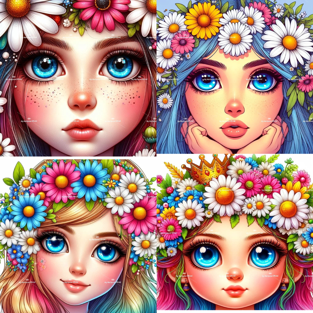 Tela Coleção Menina Primavera - 40x40cm - (2606)