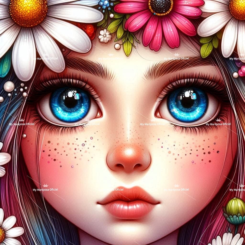 Tela Coleção Menina Primavera - 40x40cm - (2606)