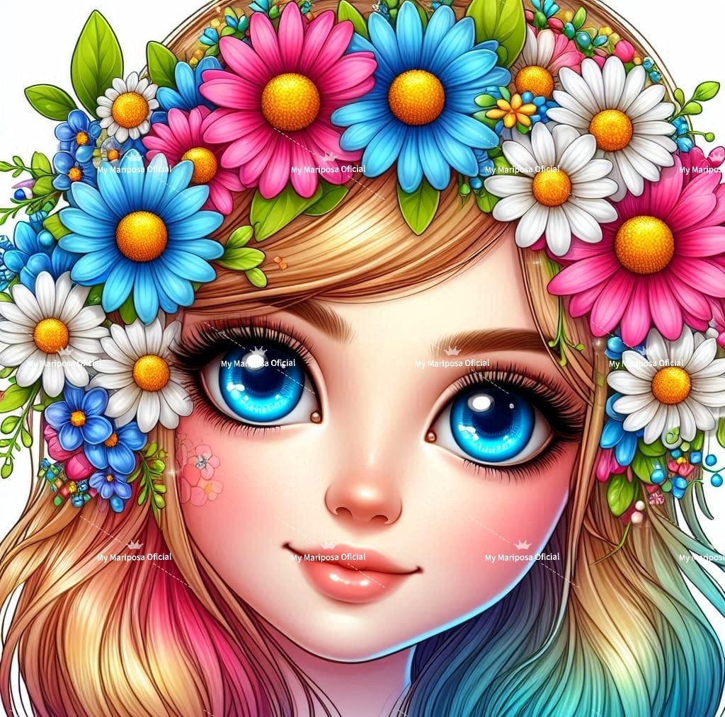 Tela Coleção Menina Primavera - 40x40cm - (2606)