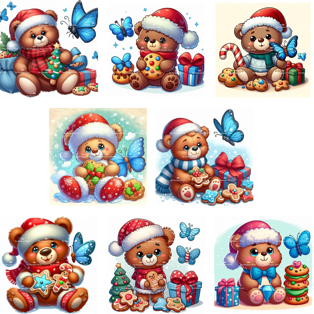 Tela Coleção Ursinho Natal - 30x30cm - (2422)