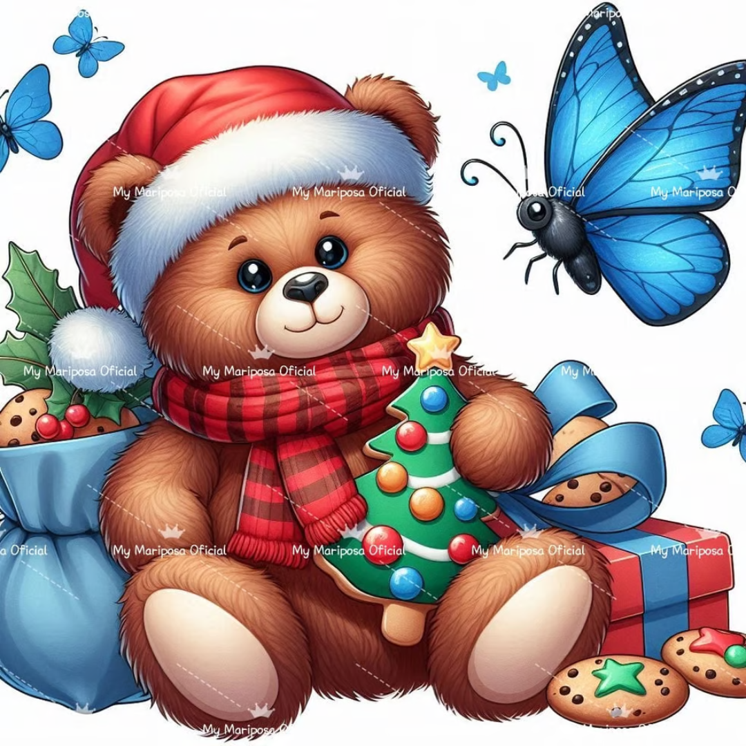 Tela Coleção Ursinho Natal - 30x30cm - (2422)