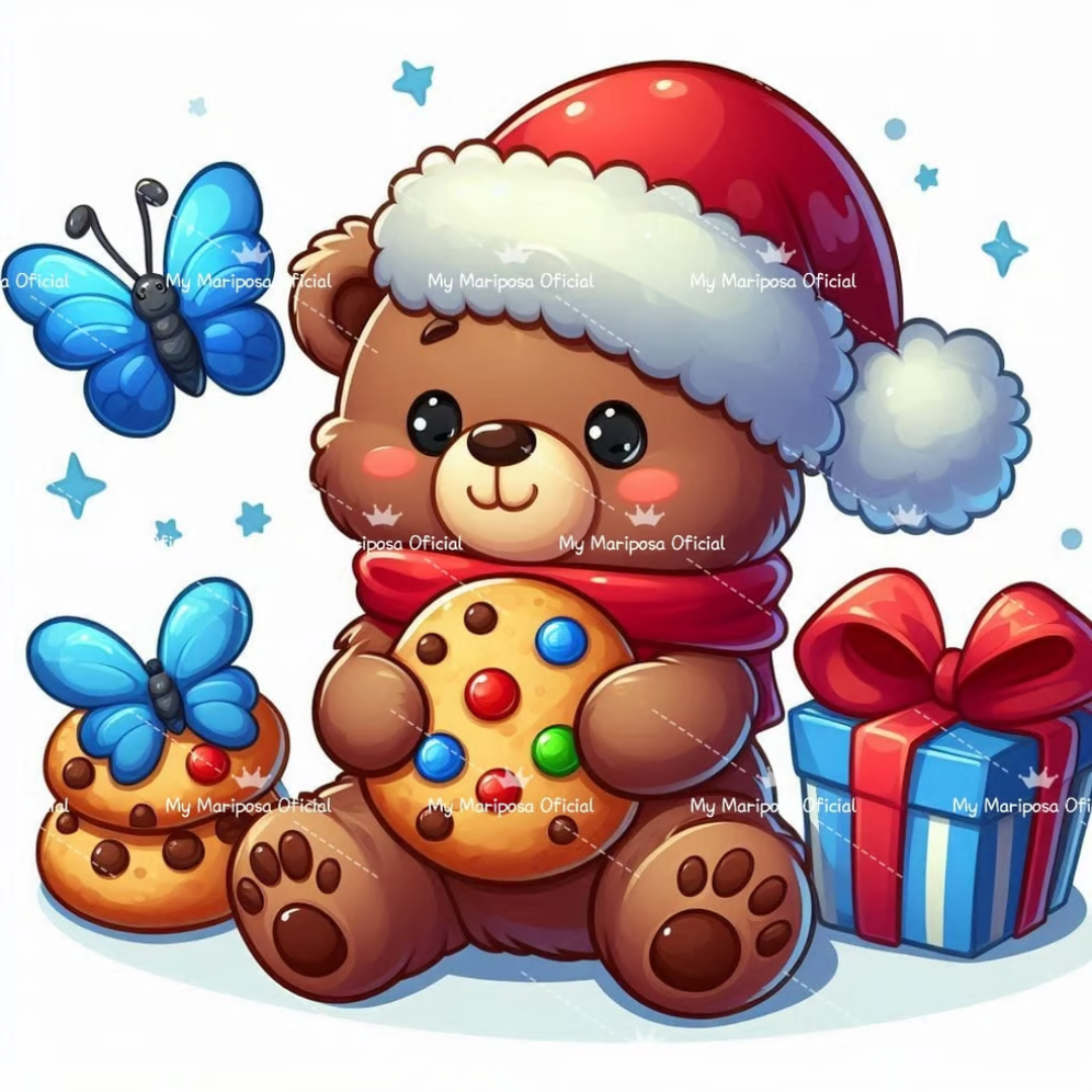 Tela Coleção Ursinho Natal - 30x30cm - (2422)