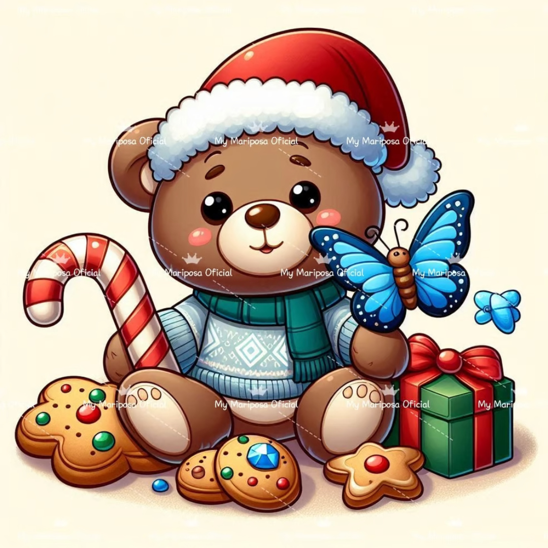 Tela Coleção Ursinho Natal - 30x30cm - (2422)