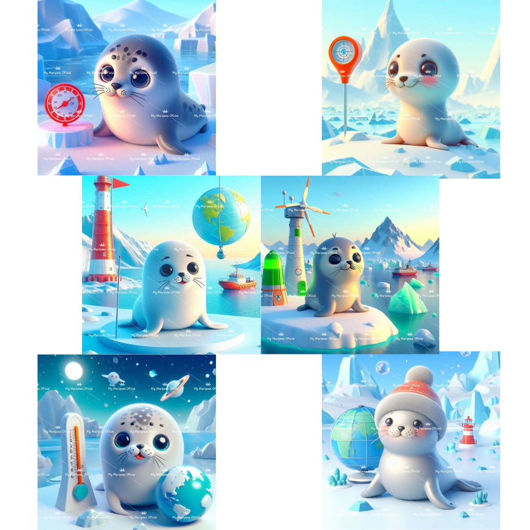 Telas Coleção  Foca e Globo Pular - 40x40cm - (2380)