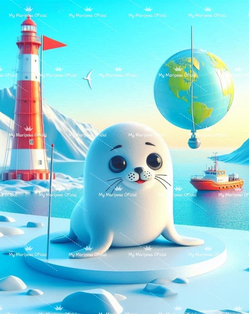 Telas Coleção  Foca e Globo Pular - 40x40cm - (2380)