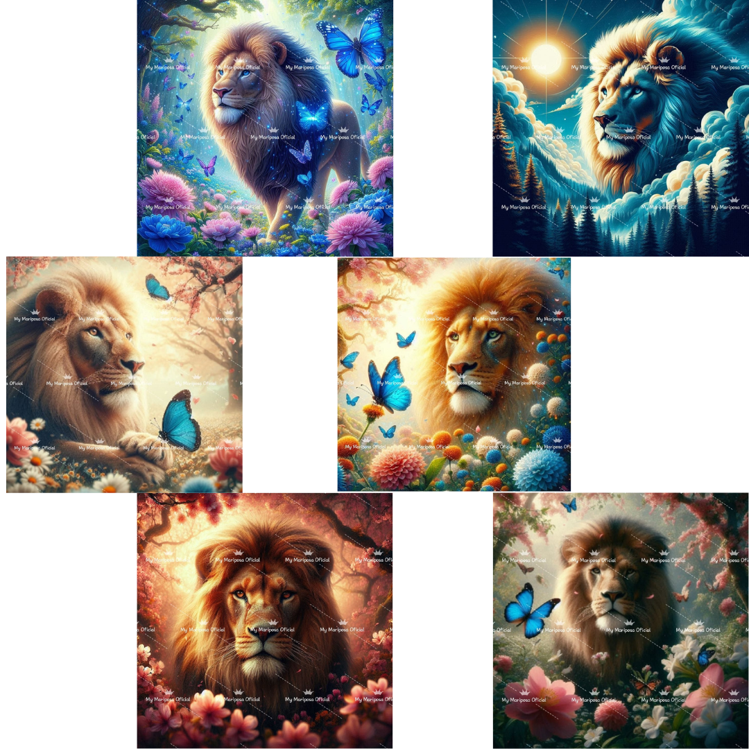 Telas Coleção Leão nas Montanhas 50x50cm - (2351)