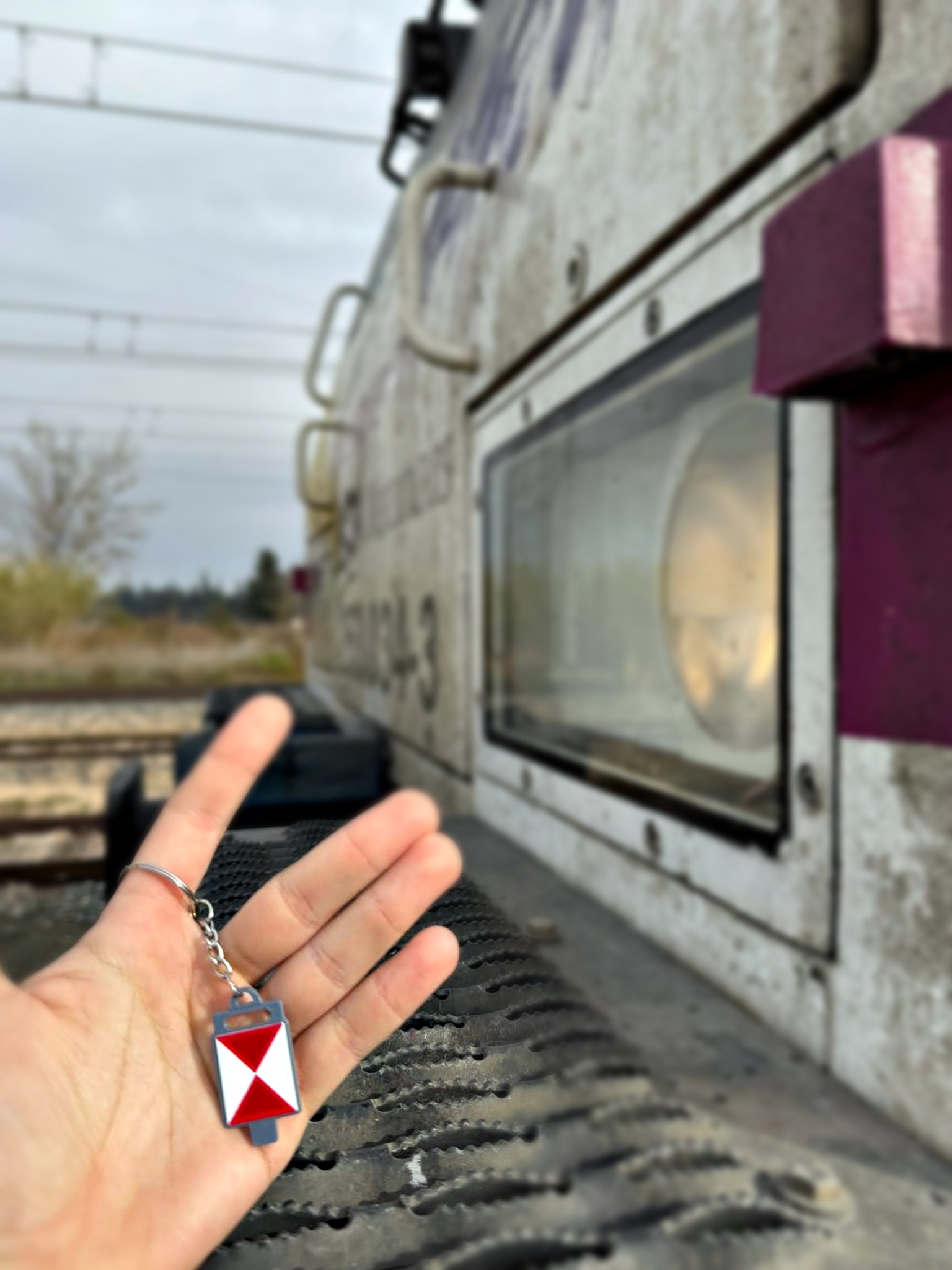 Llavero cartelón de cola ferroviario