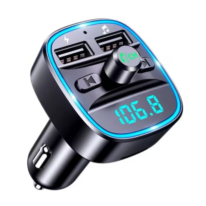 Adaptador Duplo Carregamento, Chamadas e Música Alta Voz com Luz Led para Carro