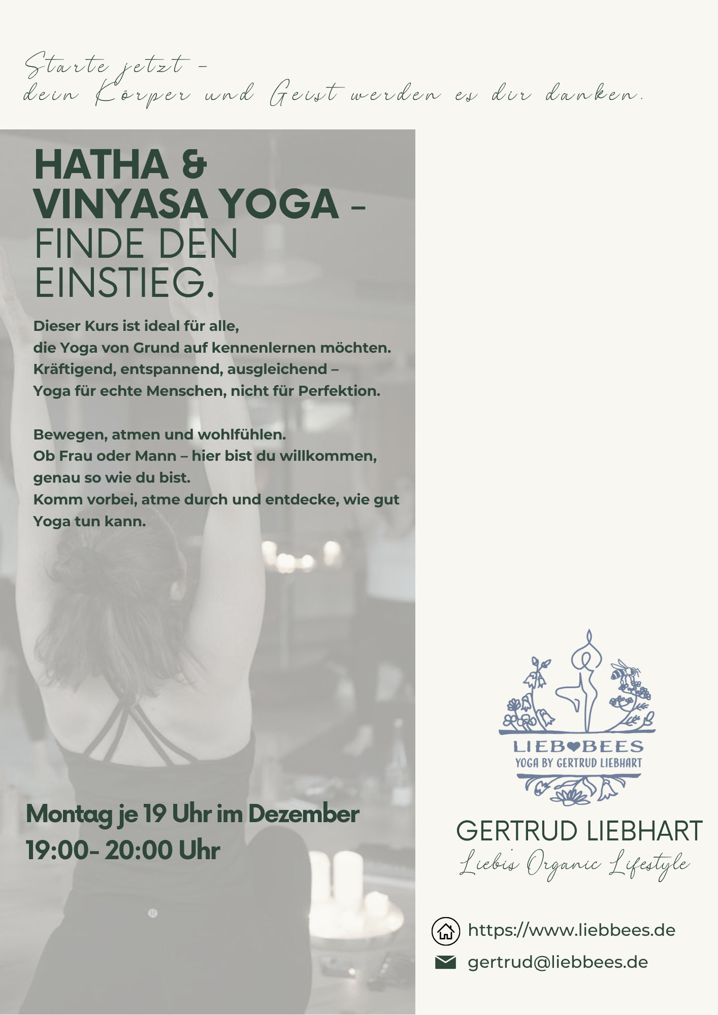 Hatha & Vinyasa Yoga – Kurs im Dezember für Einsteiger/innen 60 min.