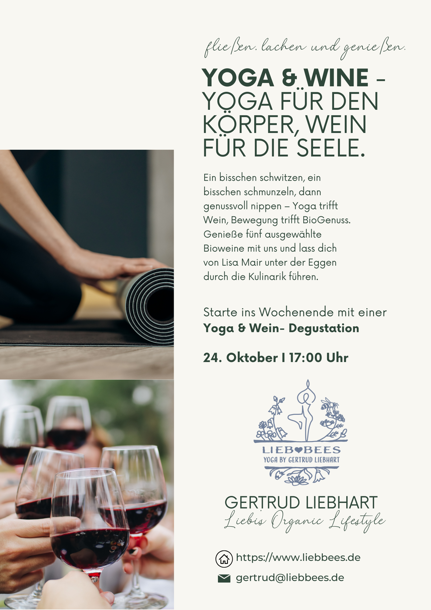 Vinyasa Yoga & Biowein Degustation am 24.10.2025 ab 17 Uhr