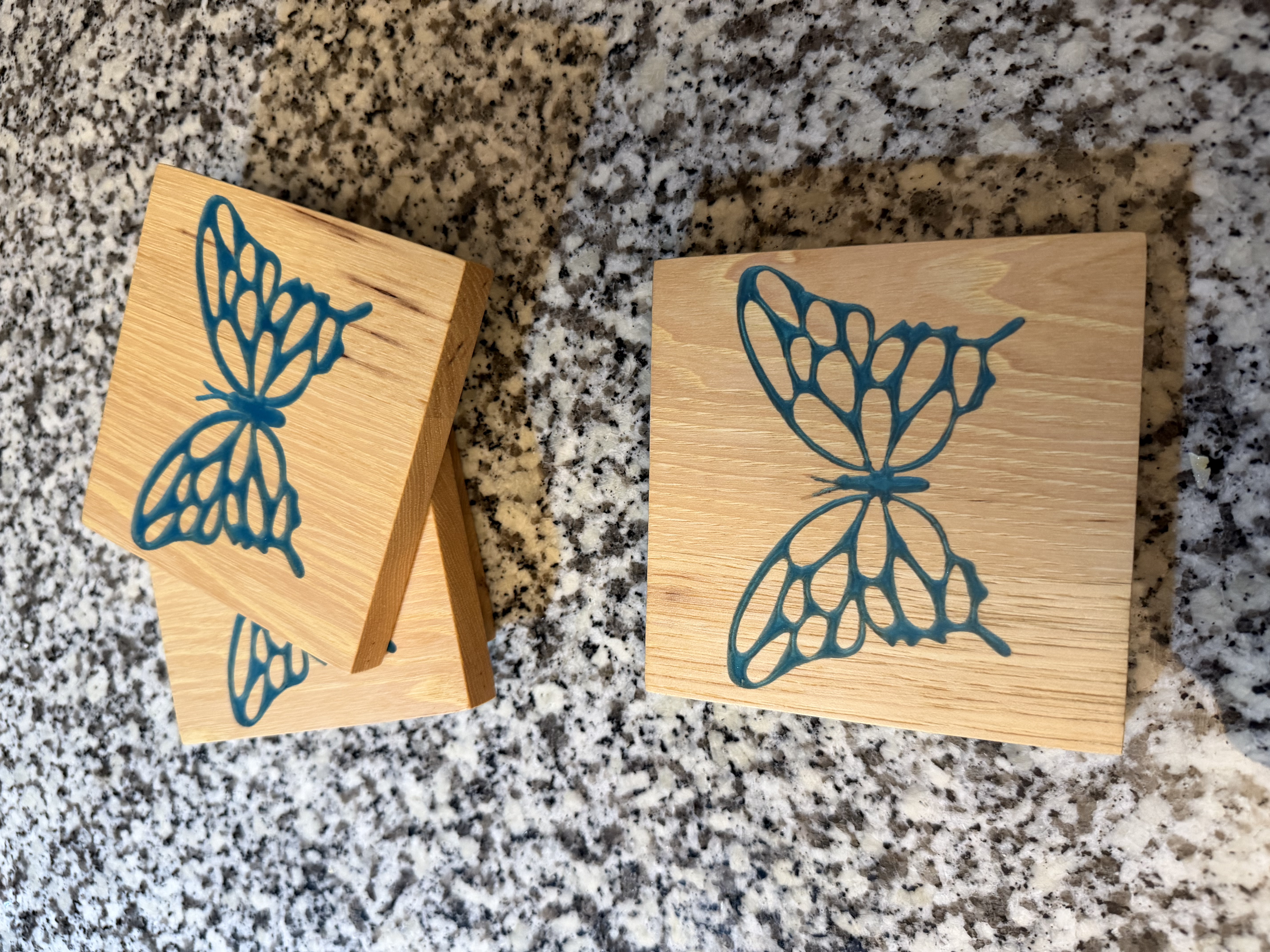 Blue Monarch Coaster Set