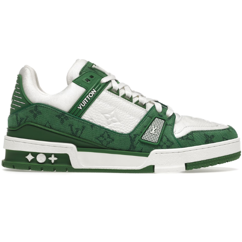 Louis Vuitton Trainer Green Monogram Denim White 