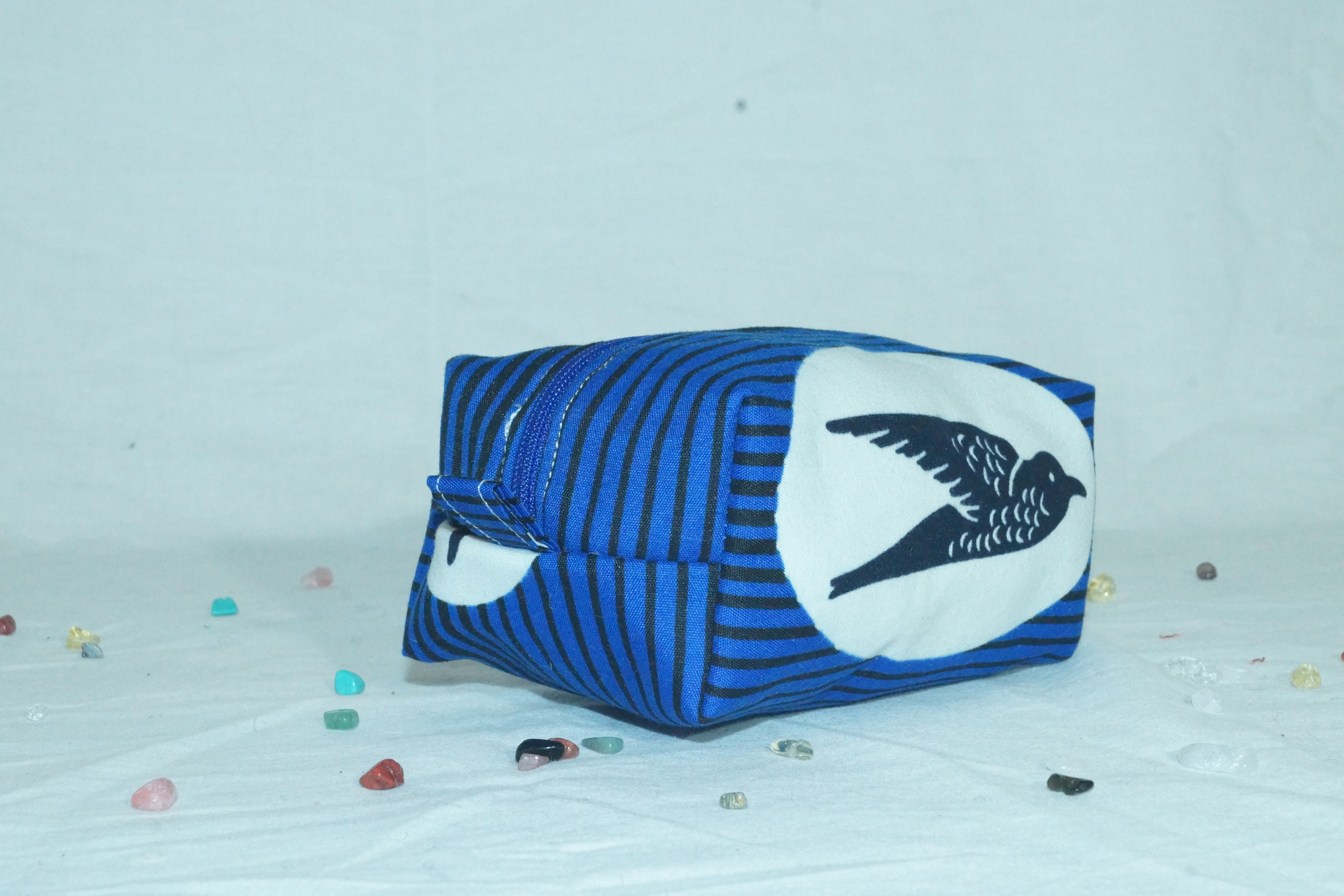 Trousse oiseaux bleue et blanche