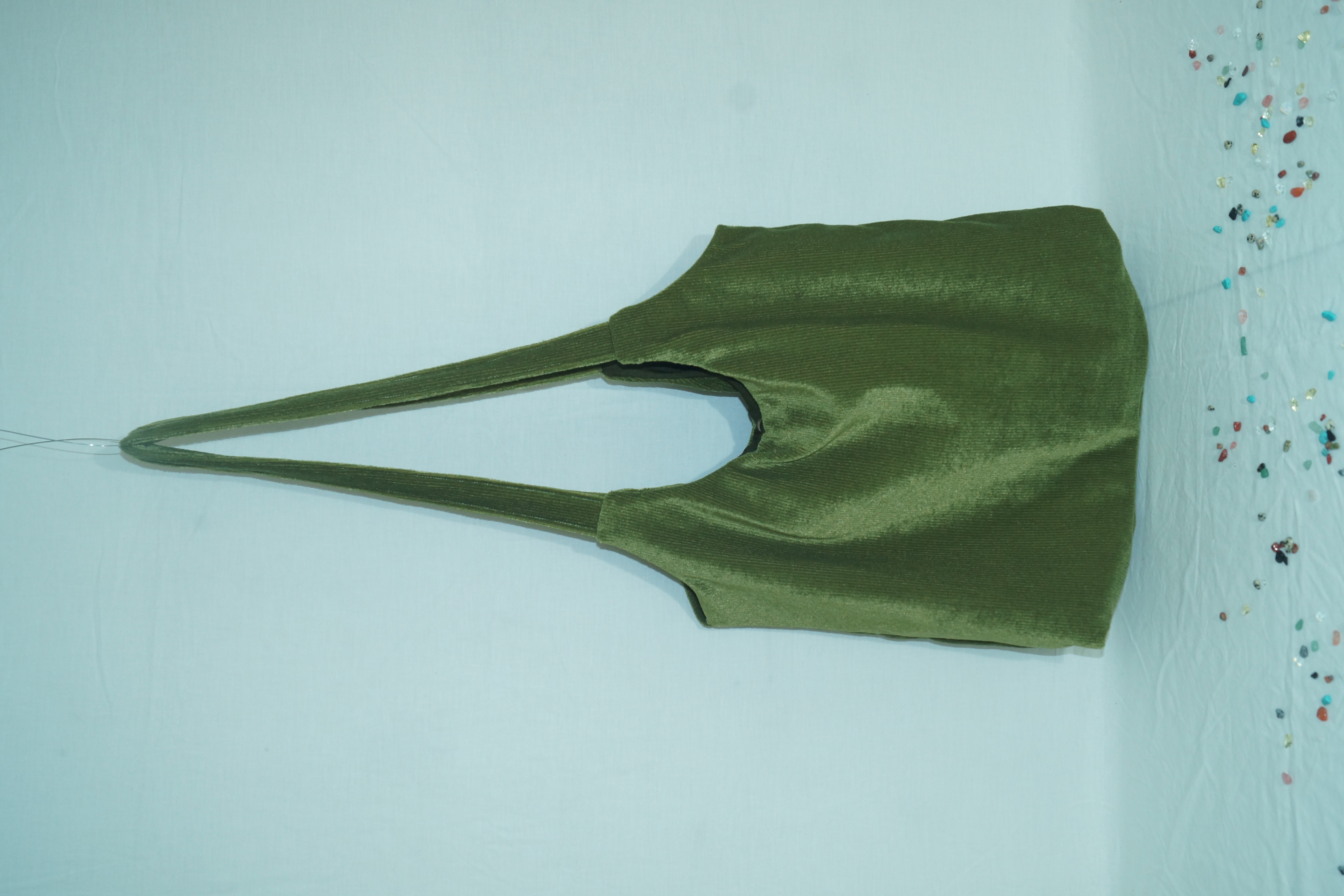 Sac à main velours côtelé vert