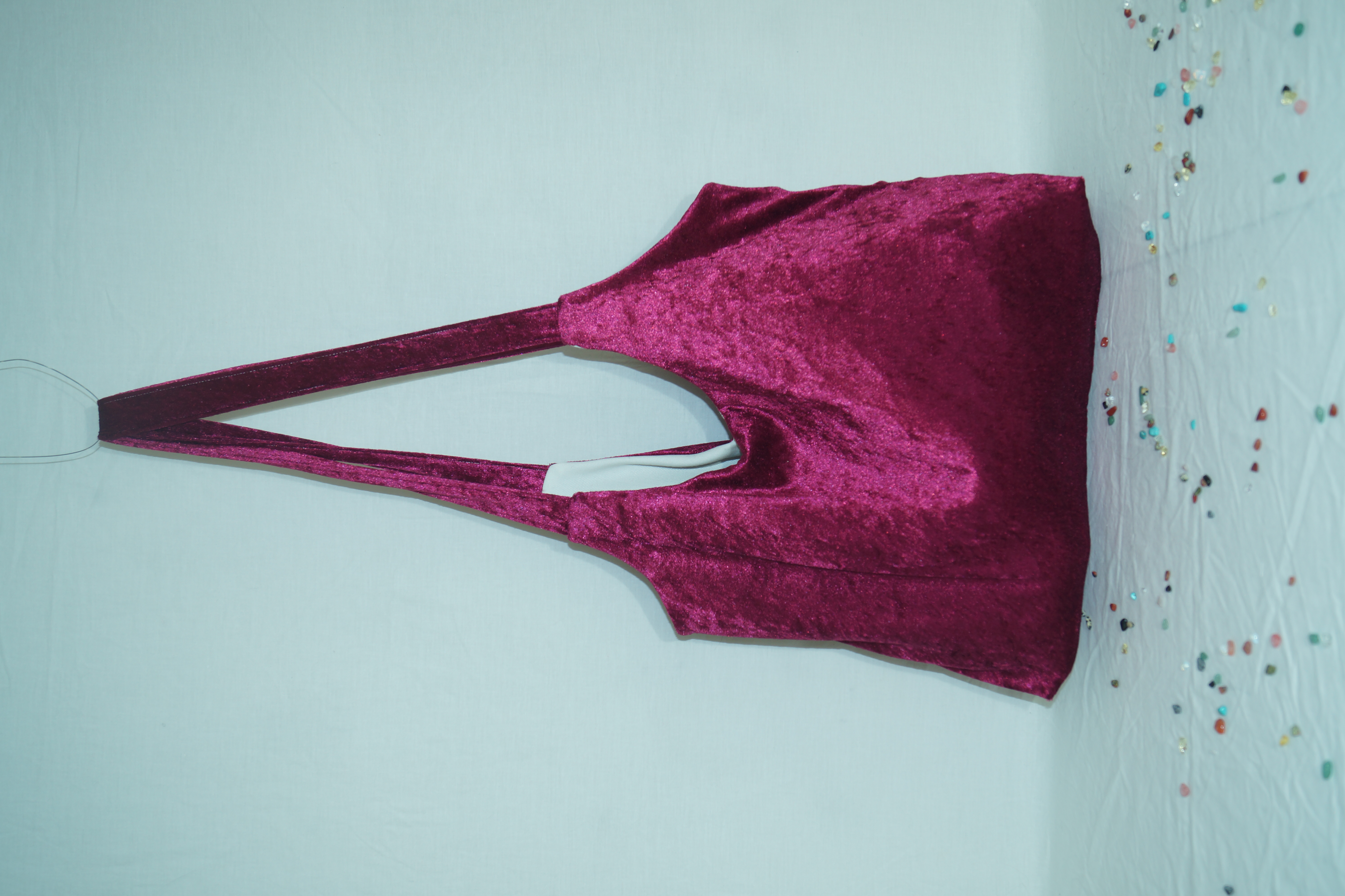 Sac à main velours bordeaux / rose