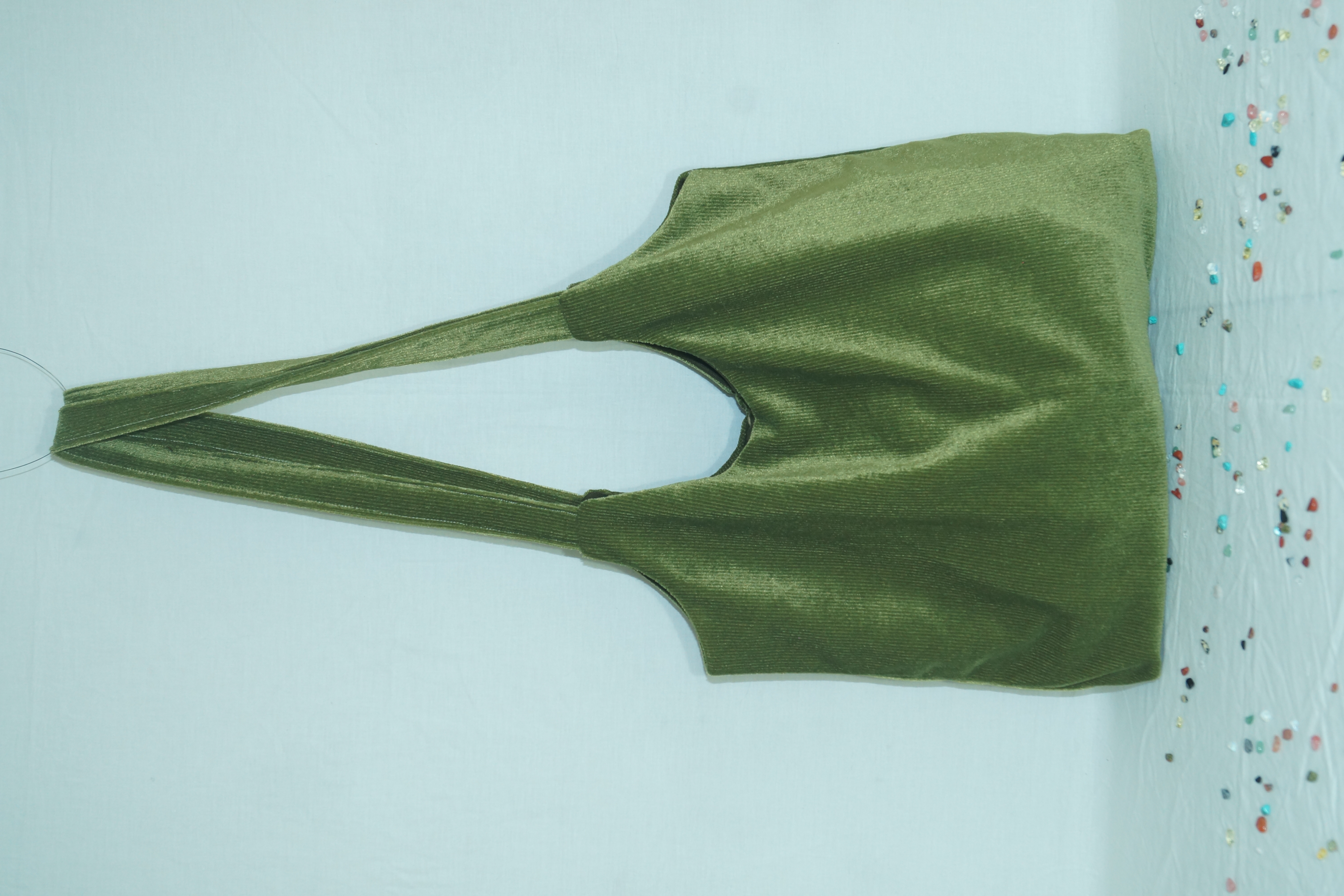 Sac à main velours côtelé vert