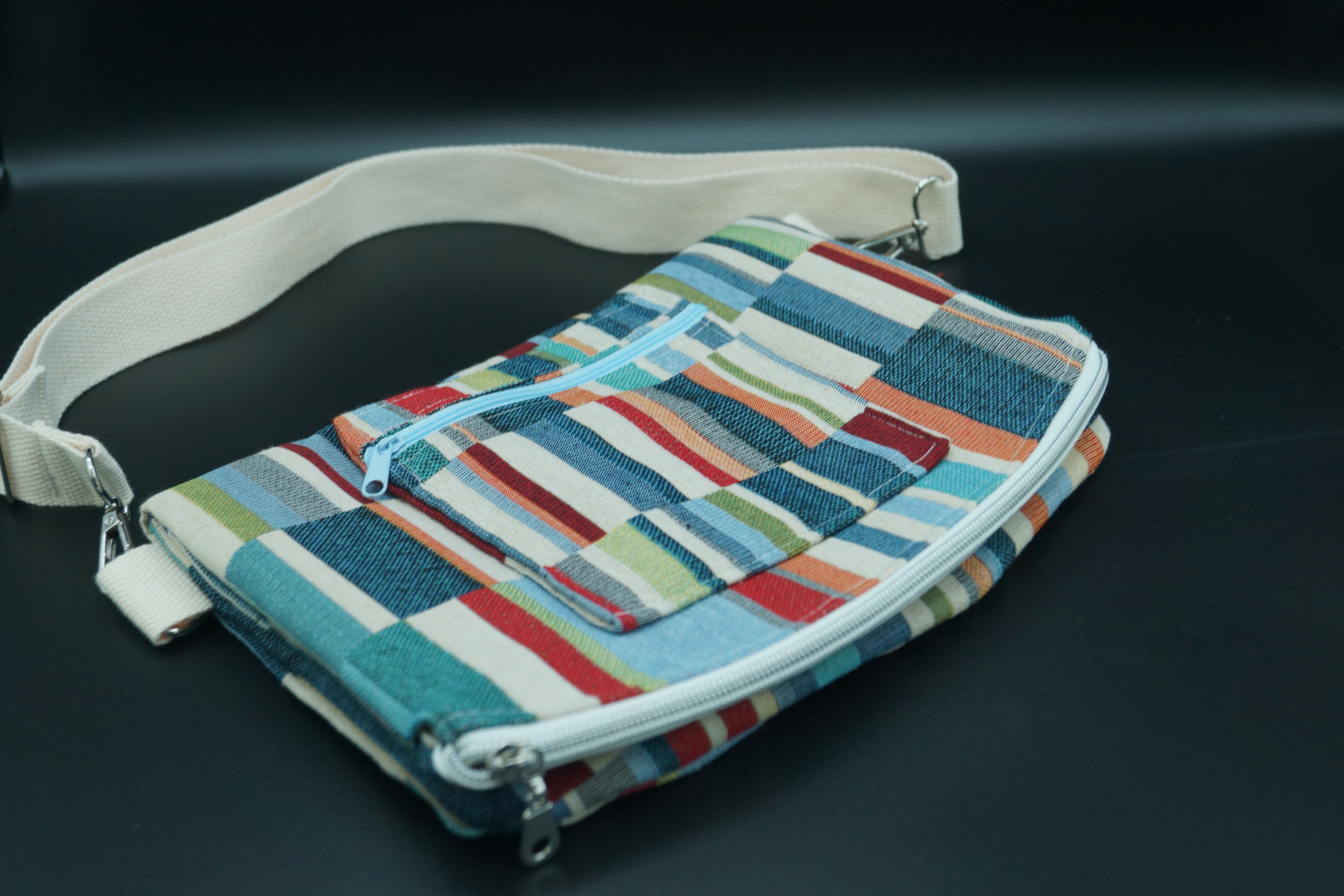 Sacoche réversible Jacquard rayé