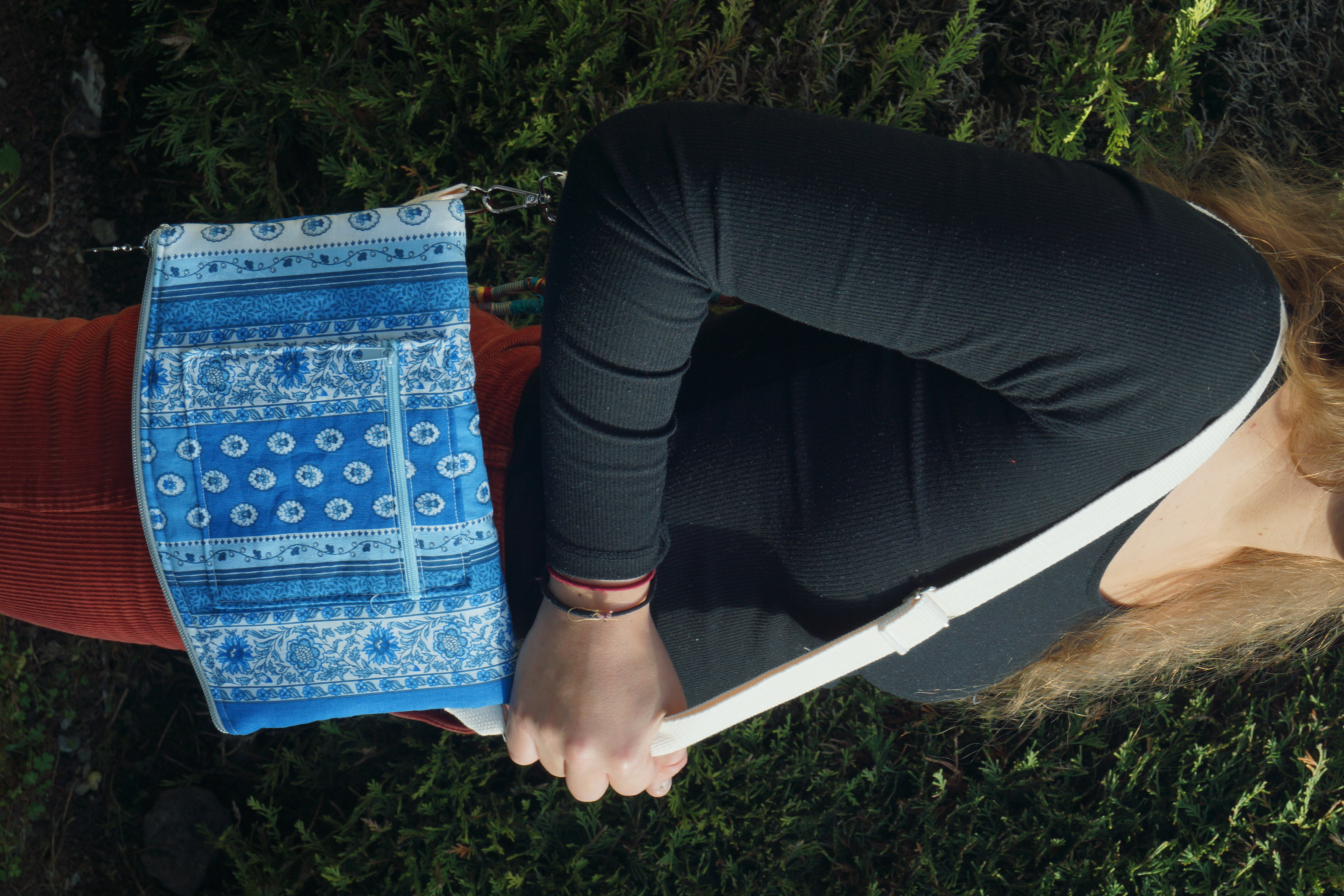 Sacoche réversible bleu provençal