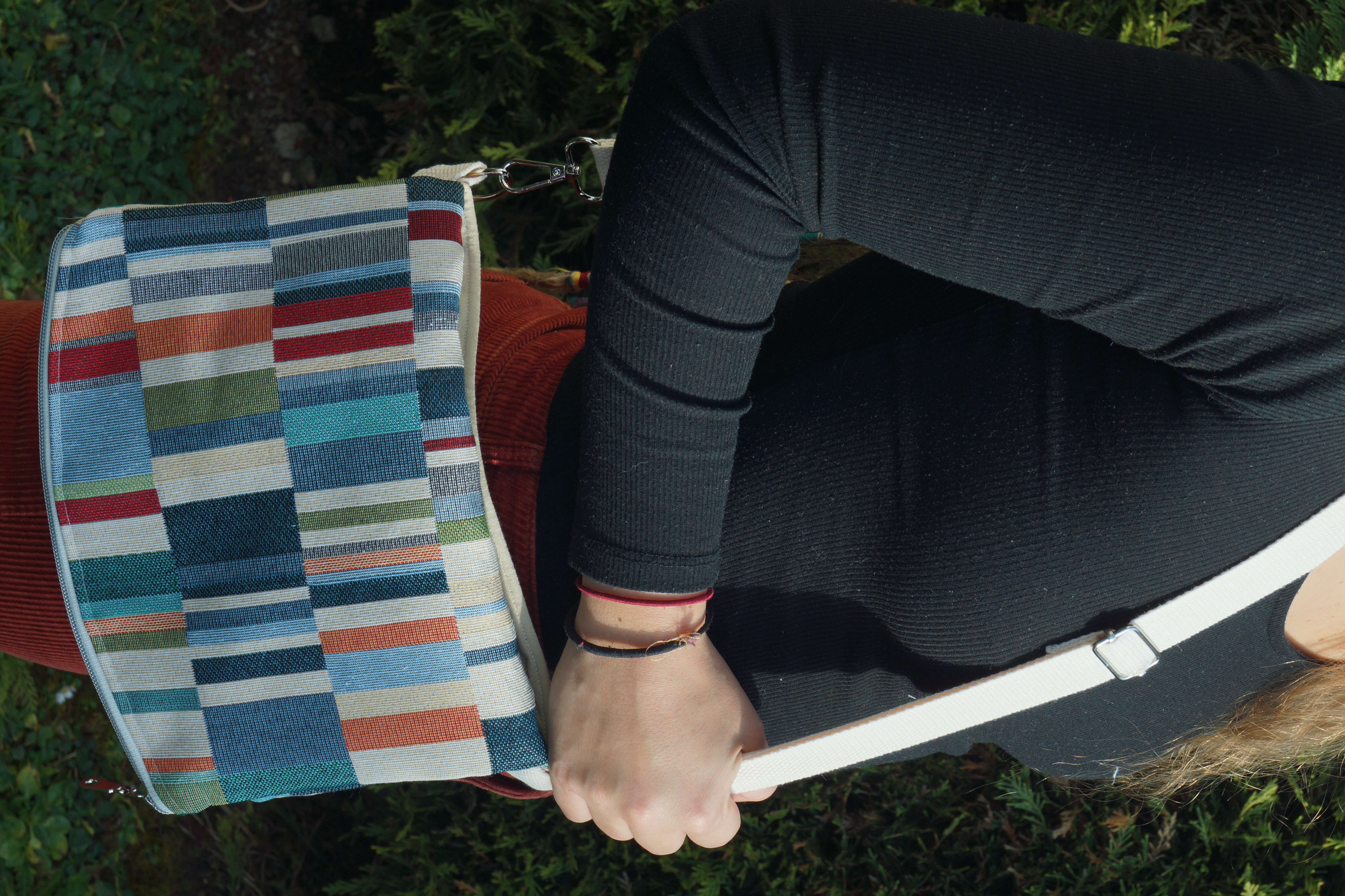 Sacoche réversible Jacquard rayé