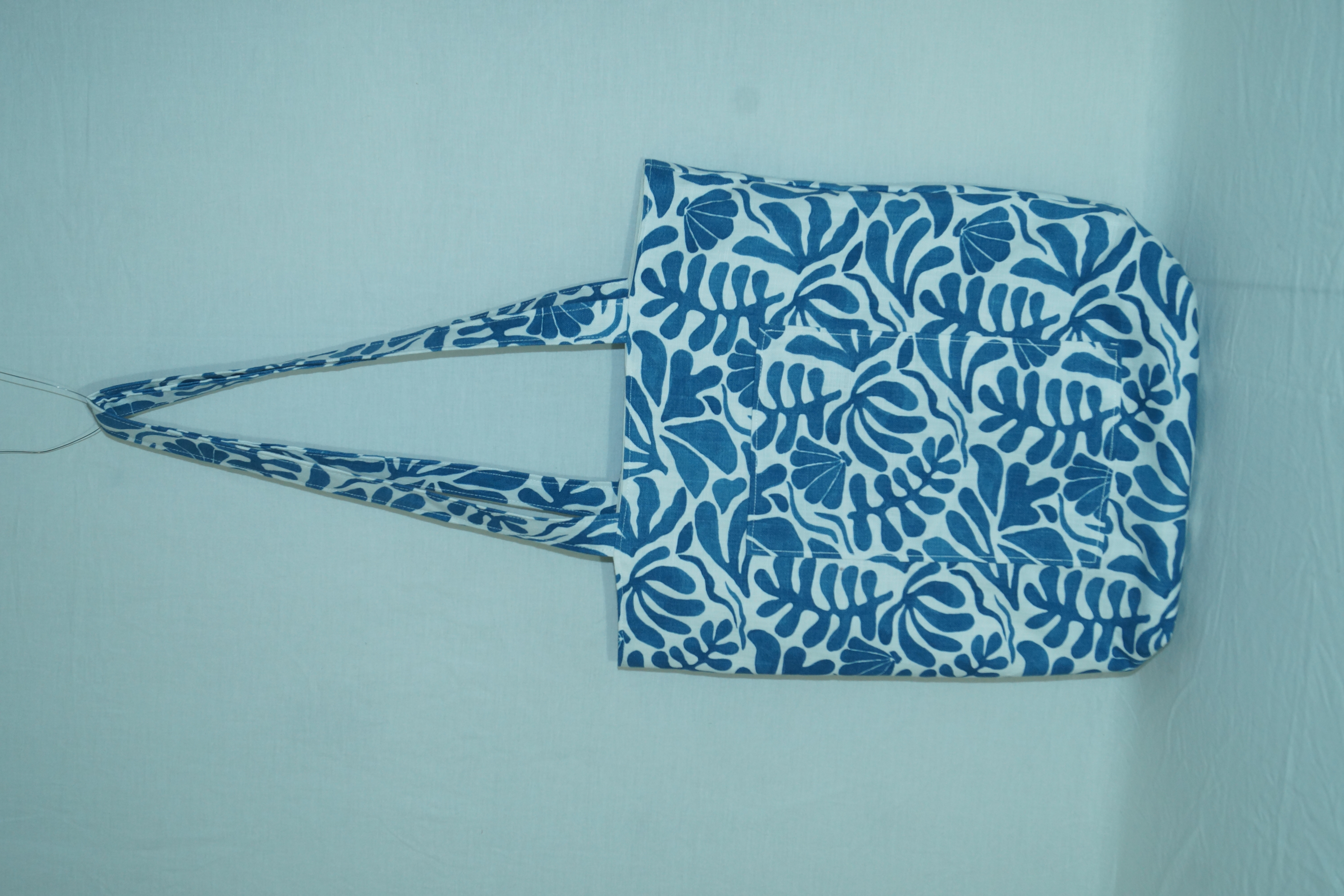 Sac à main fougères bleu et blanc