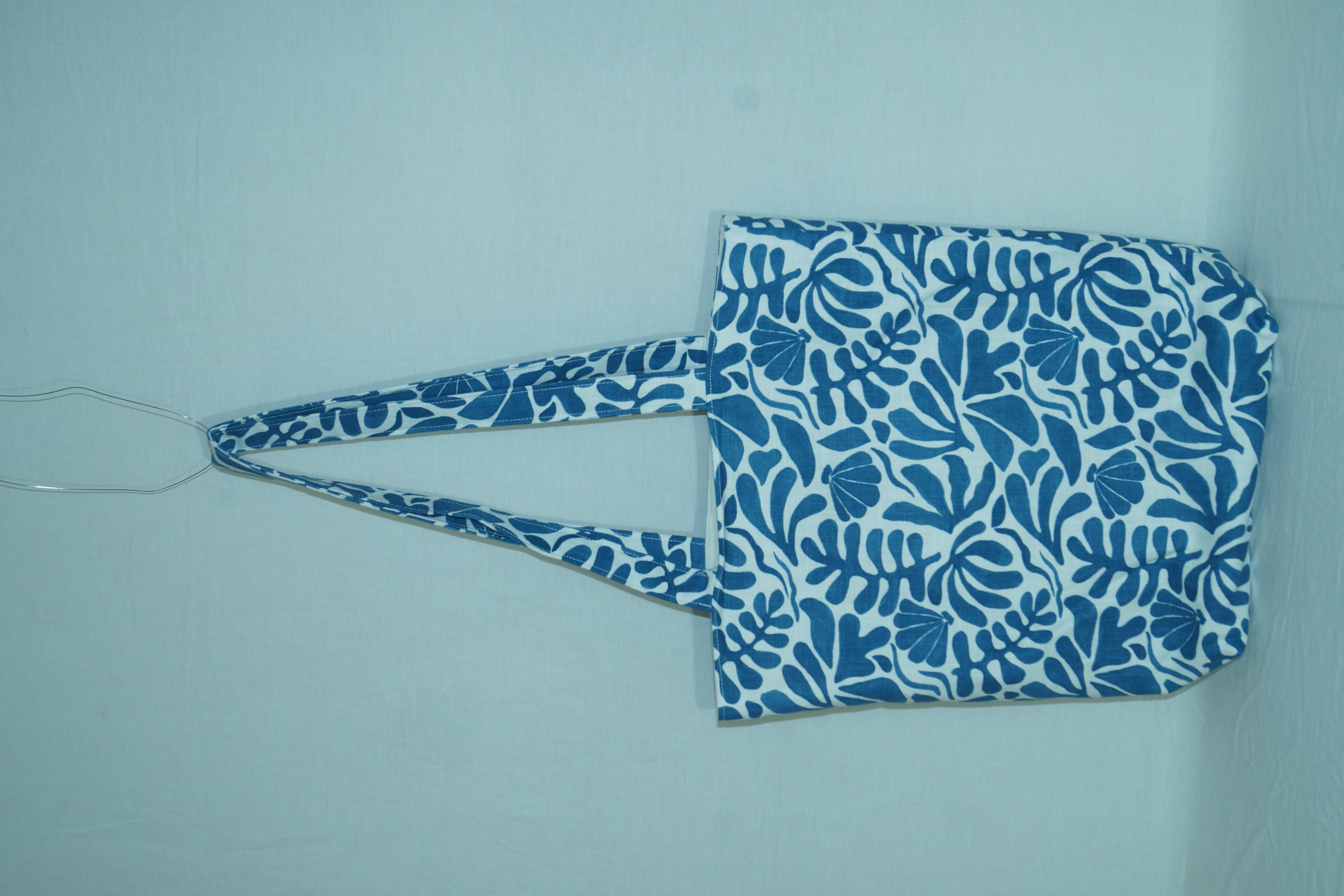 Sac à main fougères bleu et blanc