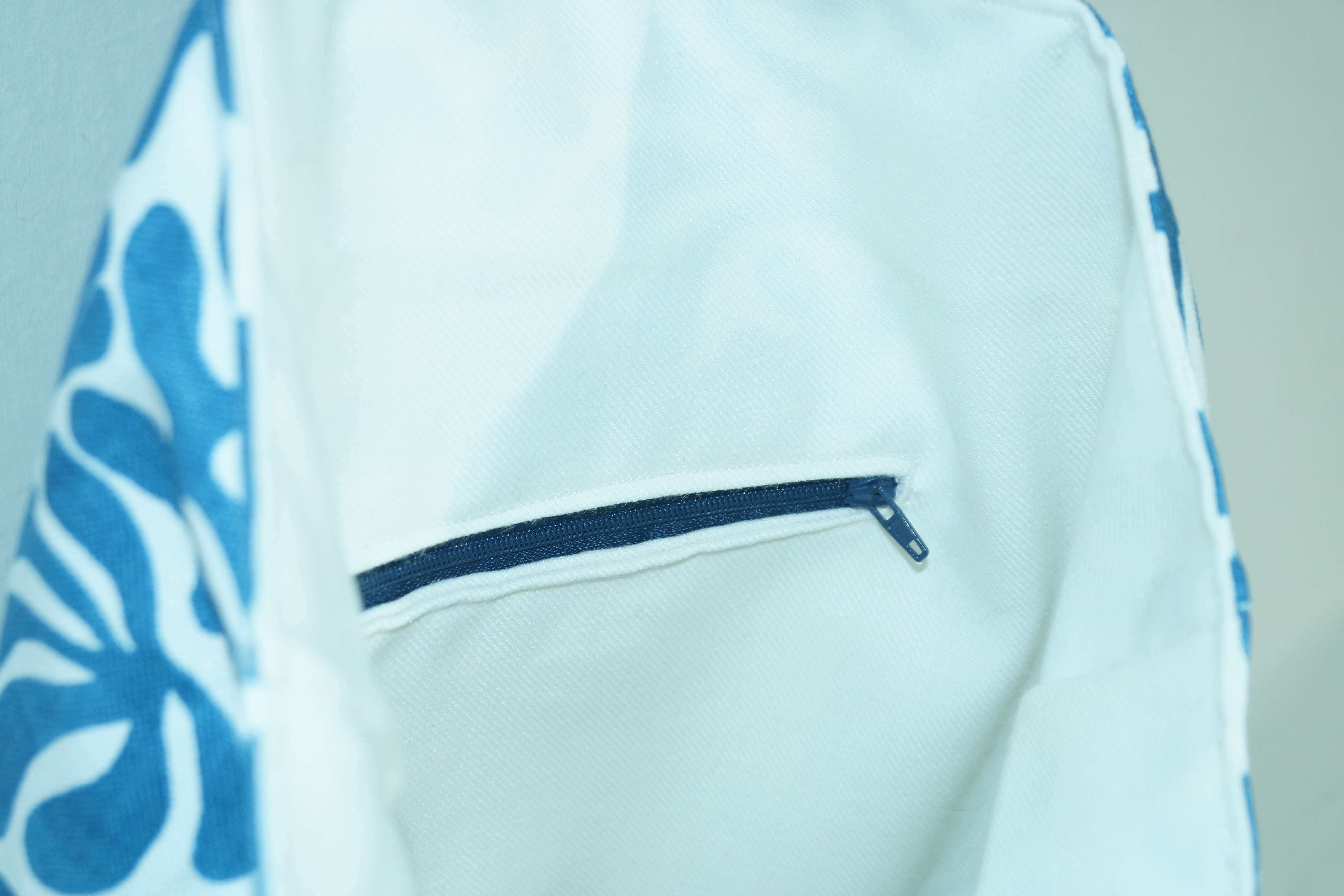 Sac à main fougères bleu et blanc