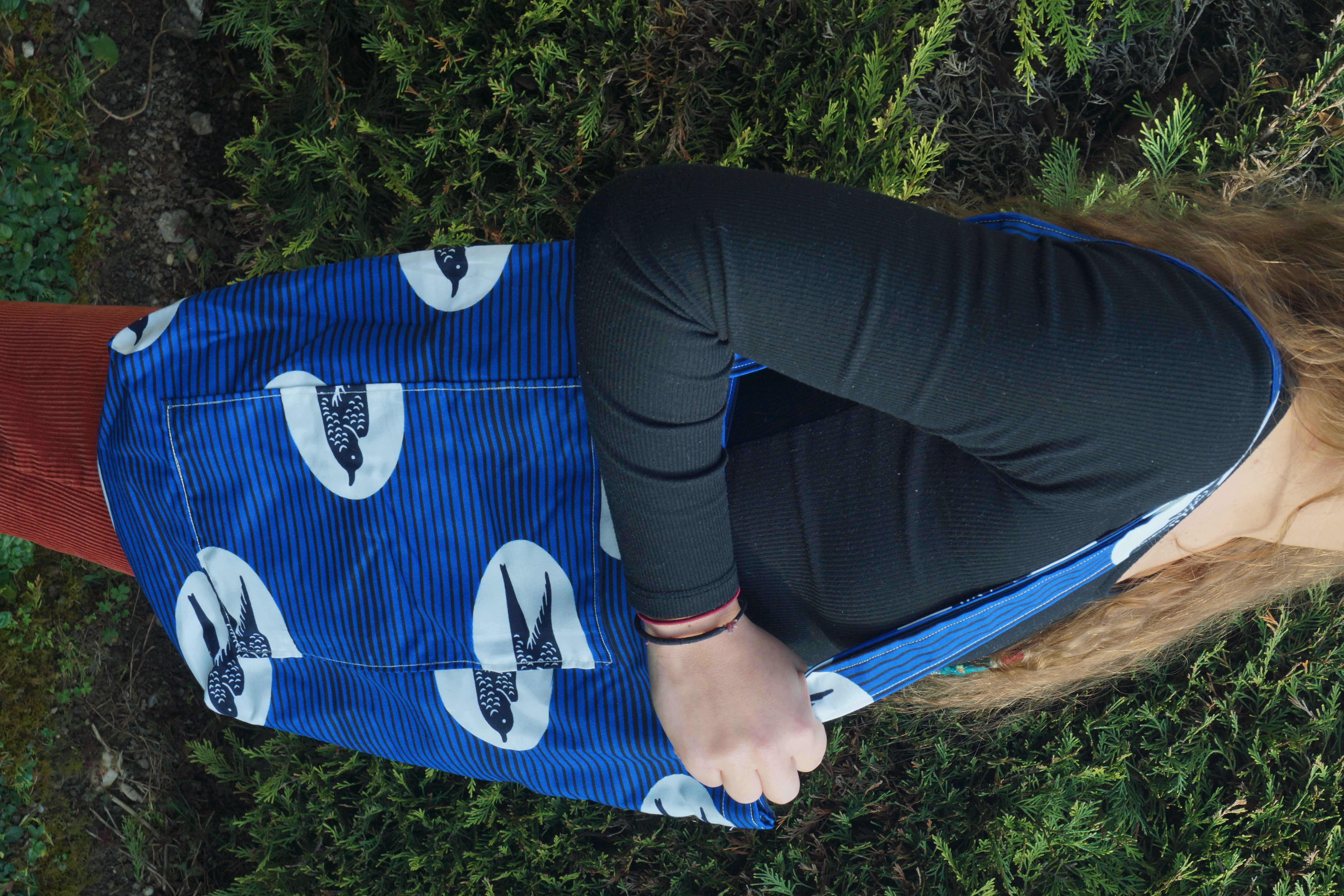 Tote bag oiseaux bleu et blanc