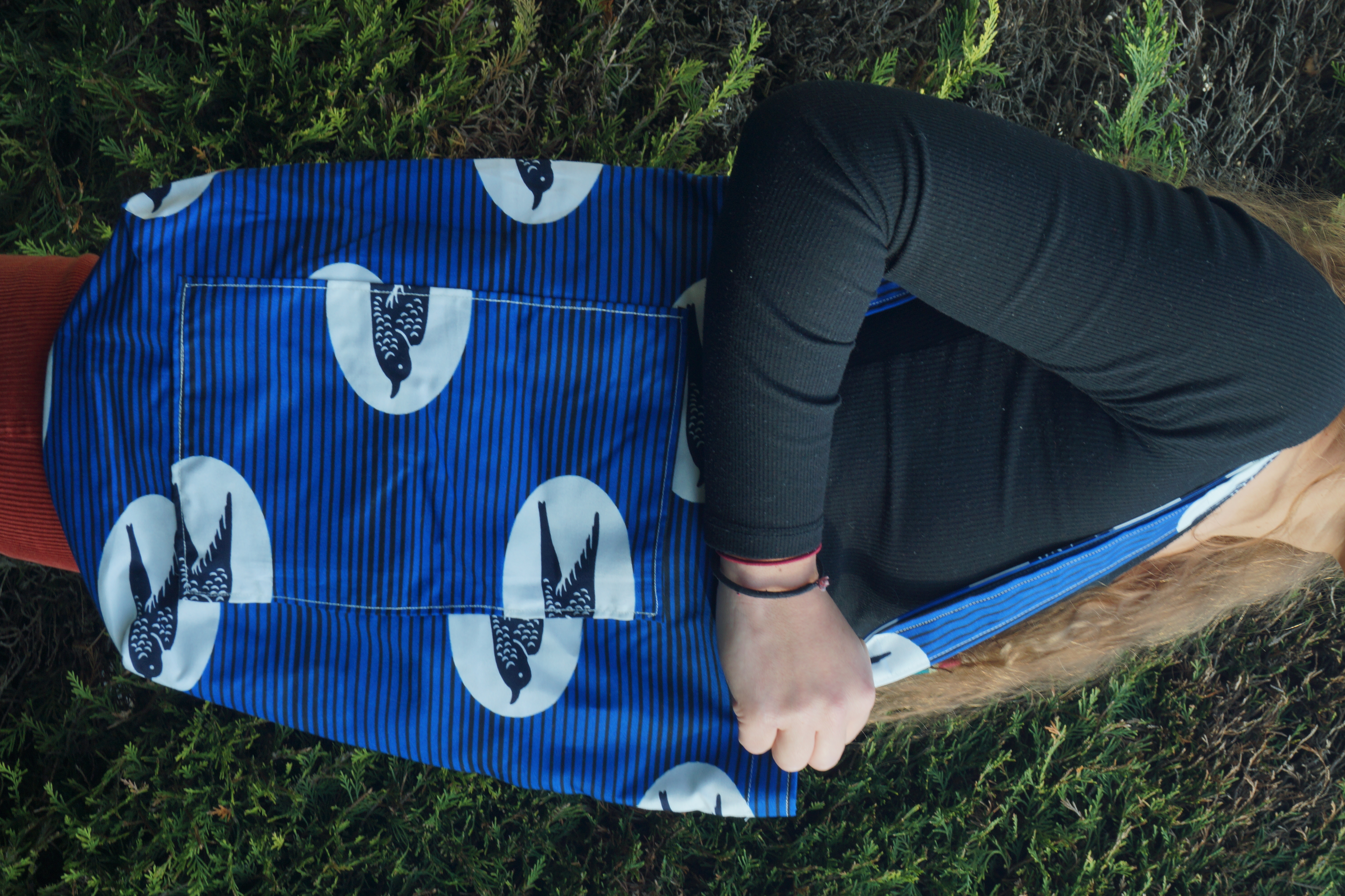 Tote bag oiseaux bleu et blanc